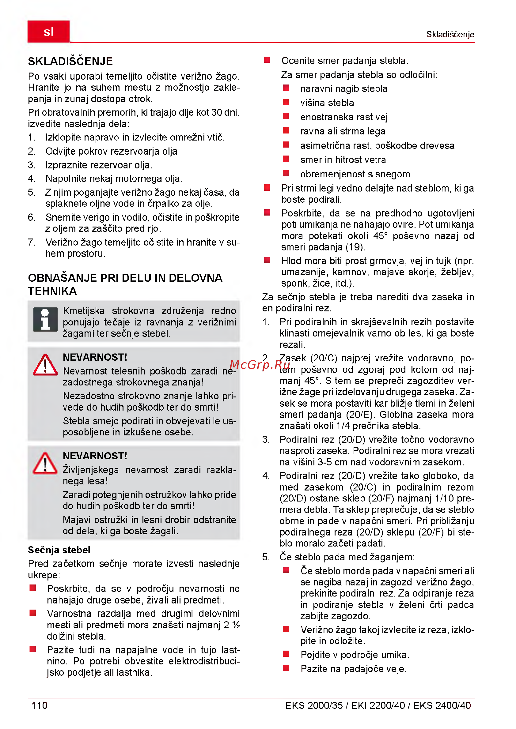 Al-Ko EKI 2200/40 112809 [110/312] Obnašanje pri delu in delovna tehnika