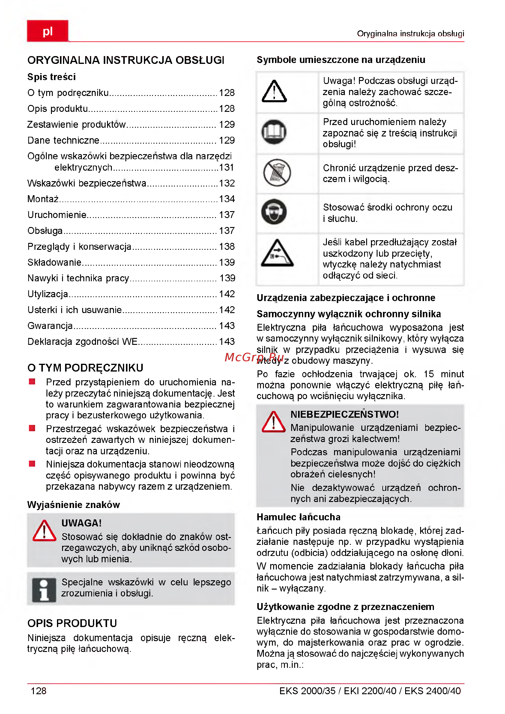 Al-Ko EKS 2000/35 [128/312] O tym podr czniku