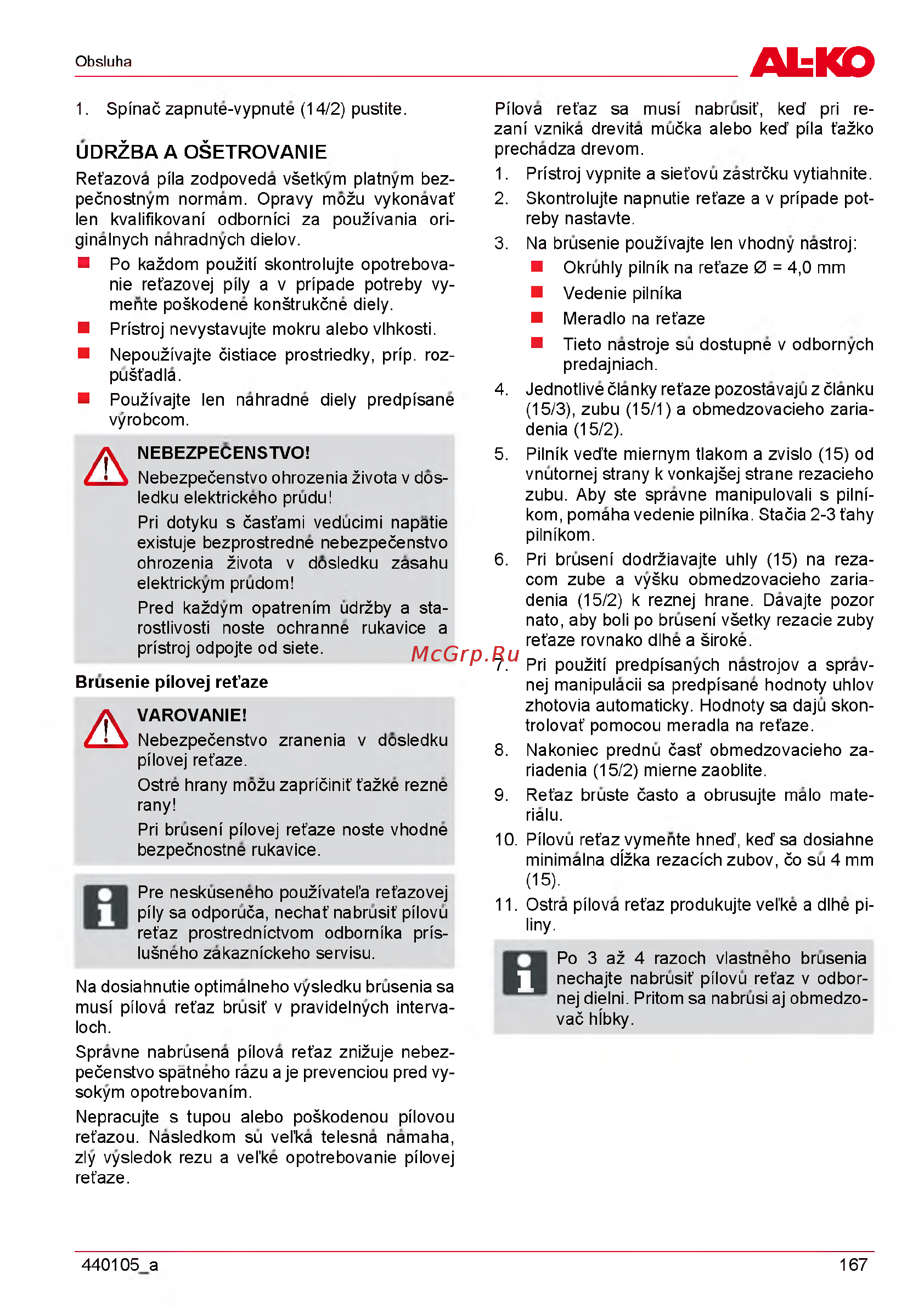 Al-Ko EKS 2000/35 [167/312] Udržba a ošetrovanie
