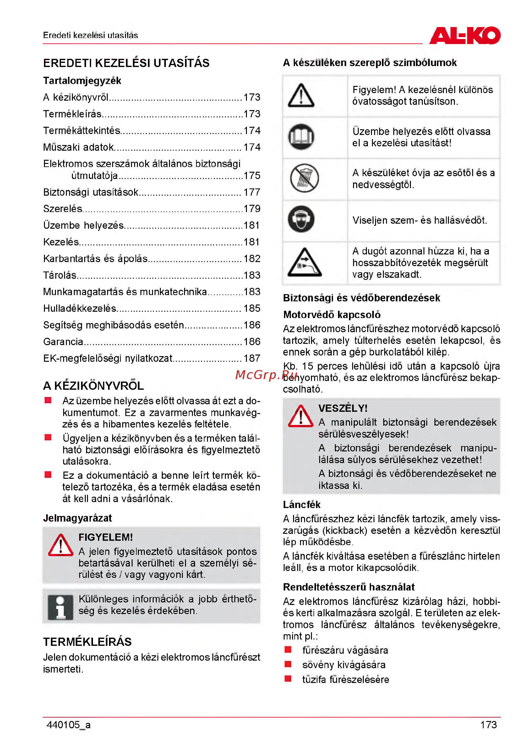 Al-Ko EKI 2200/40 112809 [173/312] A kezikonyvrol