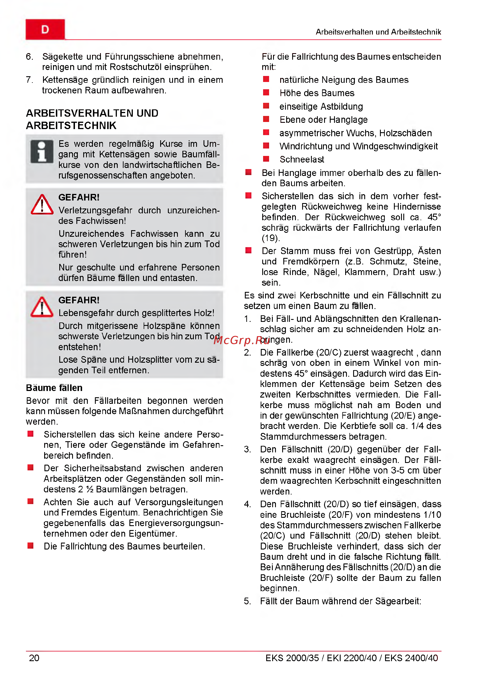 Al-Ko EKI 2200/40 112809 [20/312] Arbeitsverhalten und arbeitstechnik