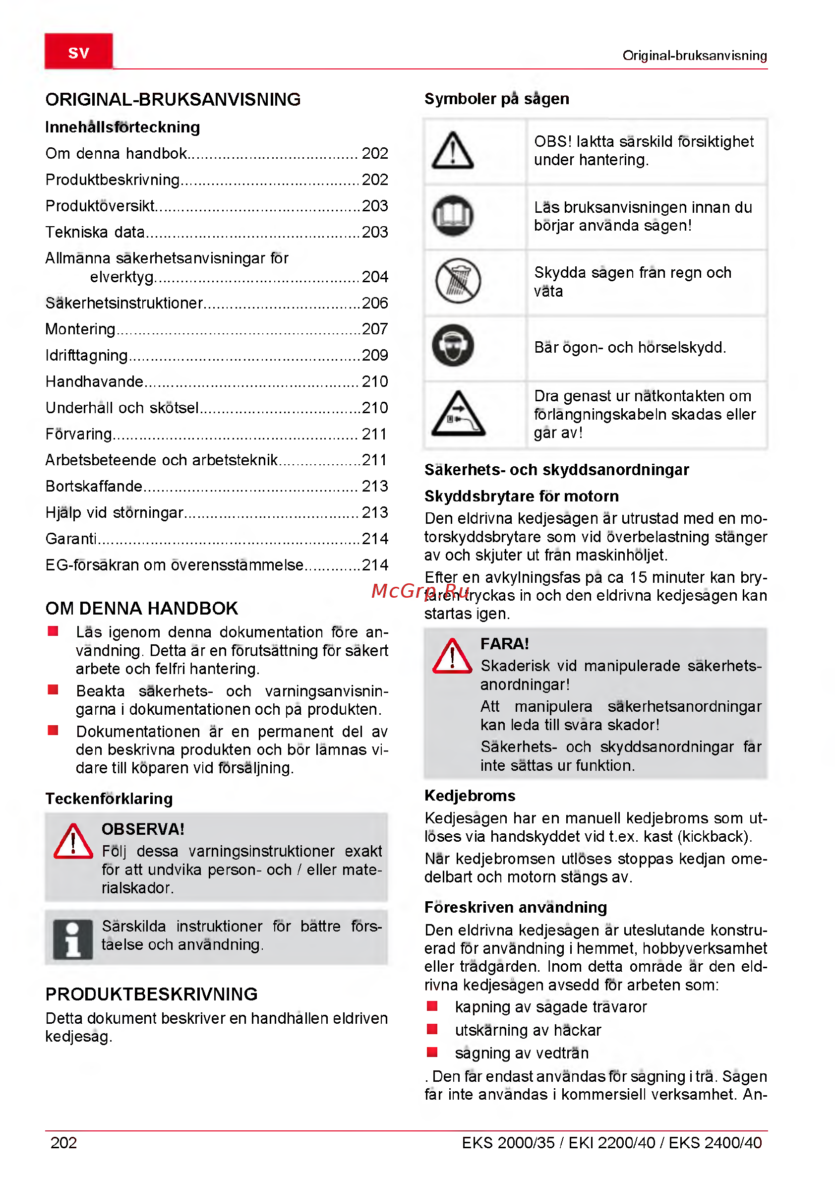 Al-Ko EKS 240040 [202/312] Om denna handbok