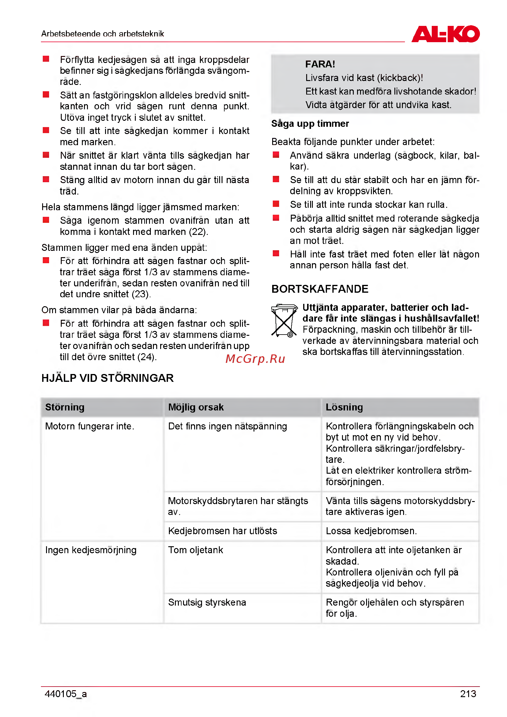 Al-Ko EKI 2200/40 112809 [213/312] Bortskaffande