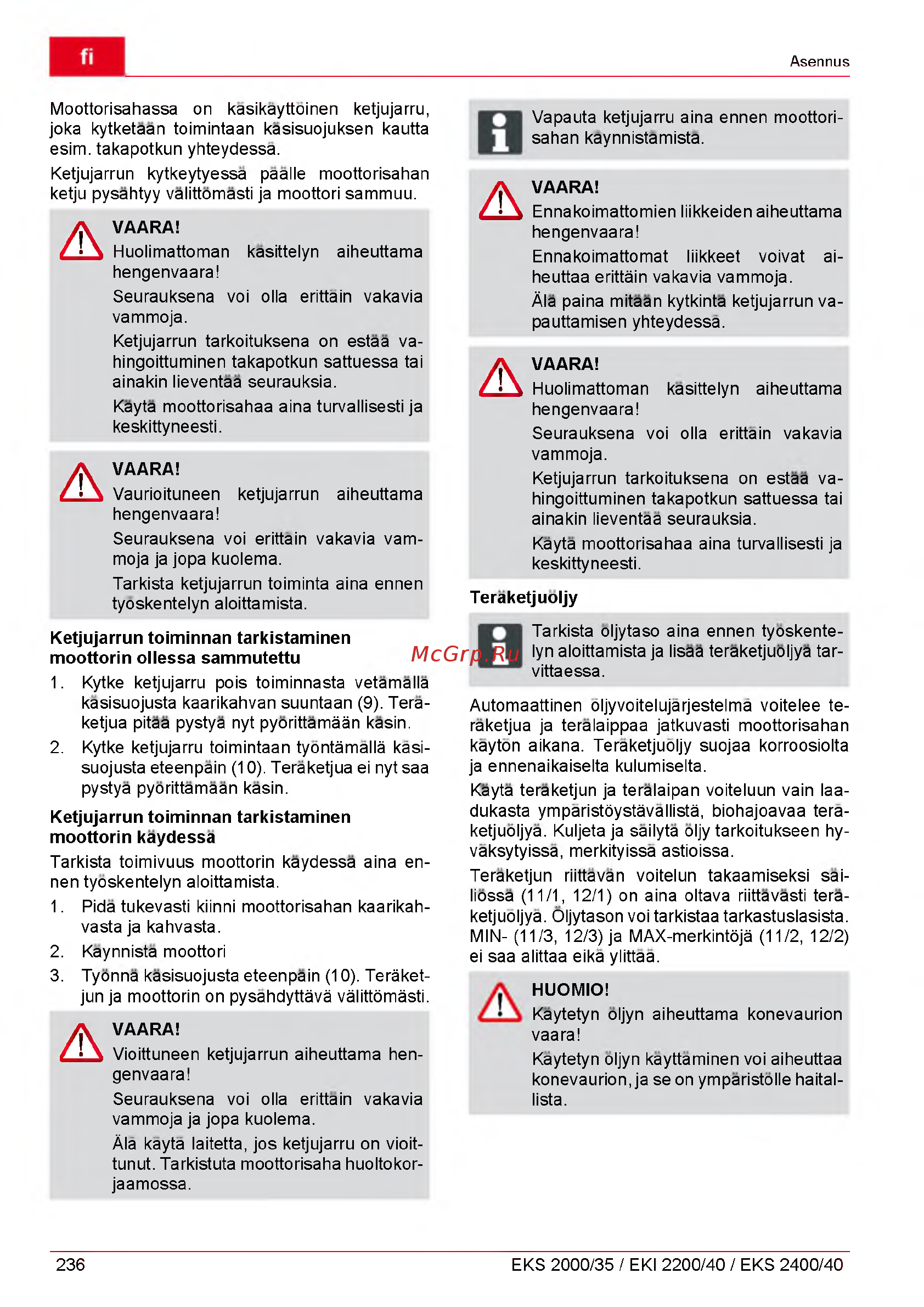 Al-Ko EKS 2000/35 Инструкция по эксплуатации онлайн [236/312] 93446