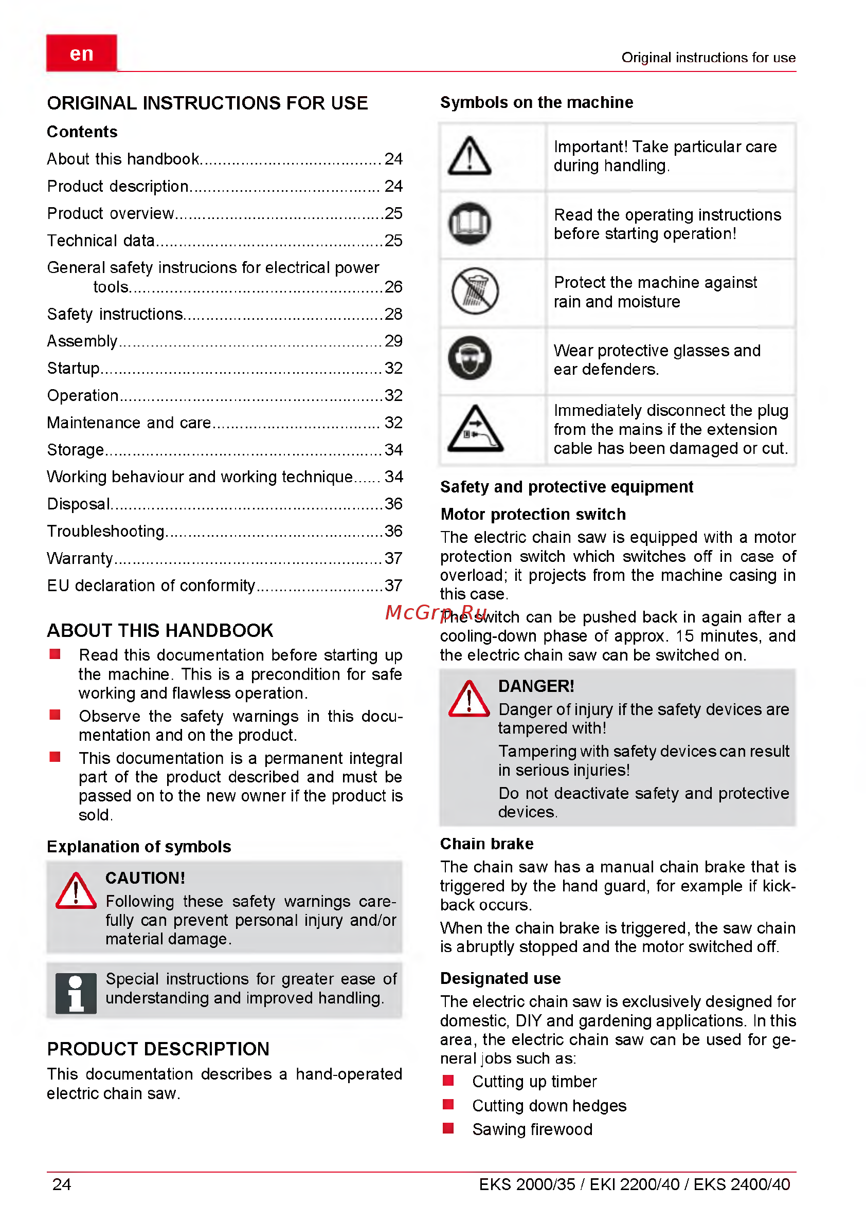 Al-Ko EKI 2200/40 112809 [24/312] About this handbook