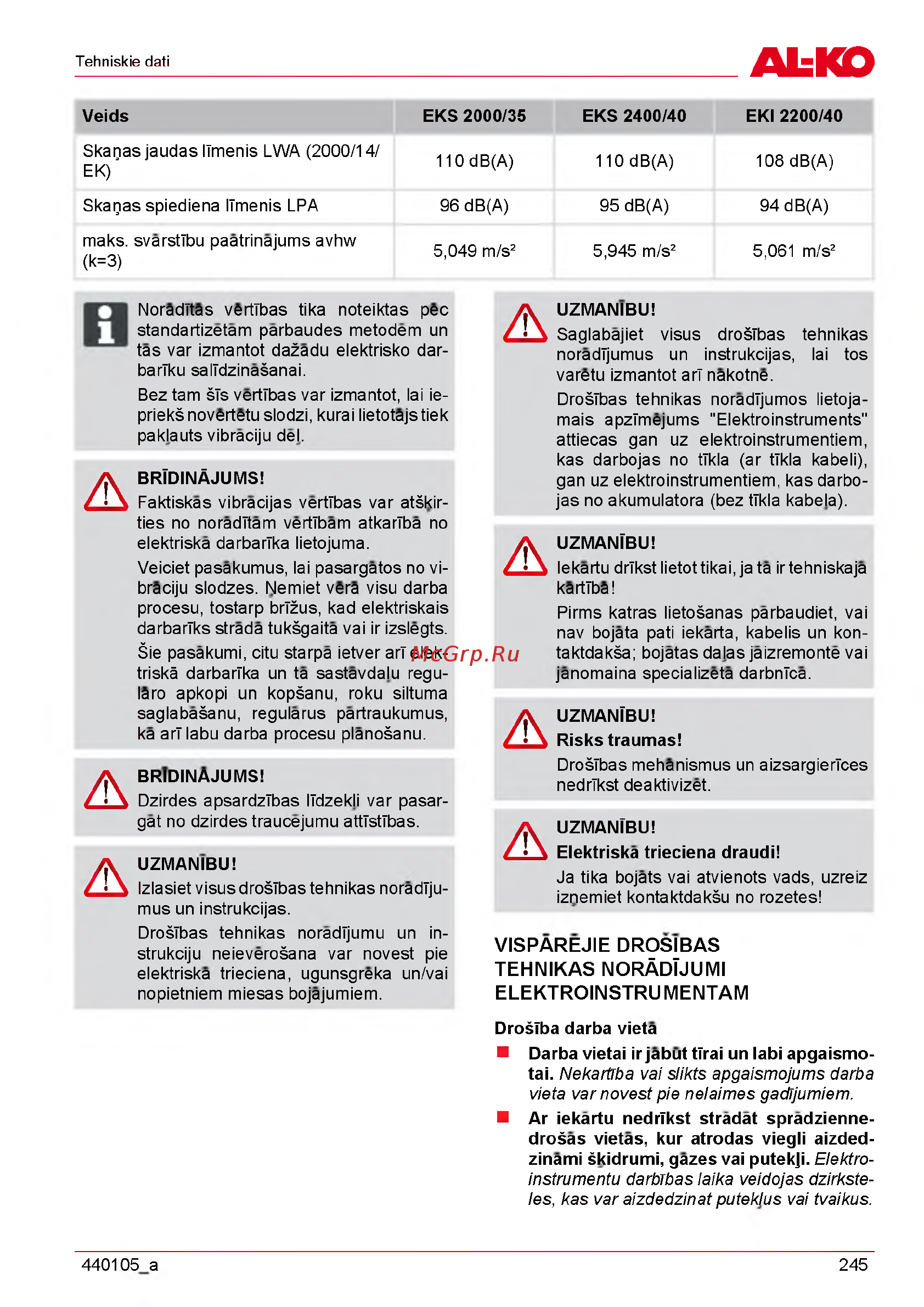 Al-Ko EKS 2000/35 [245/312] Tjumi elektroinstrumentam