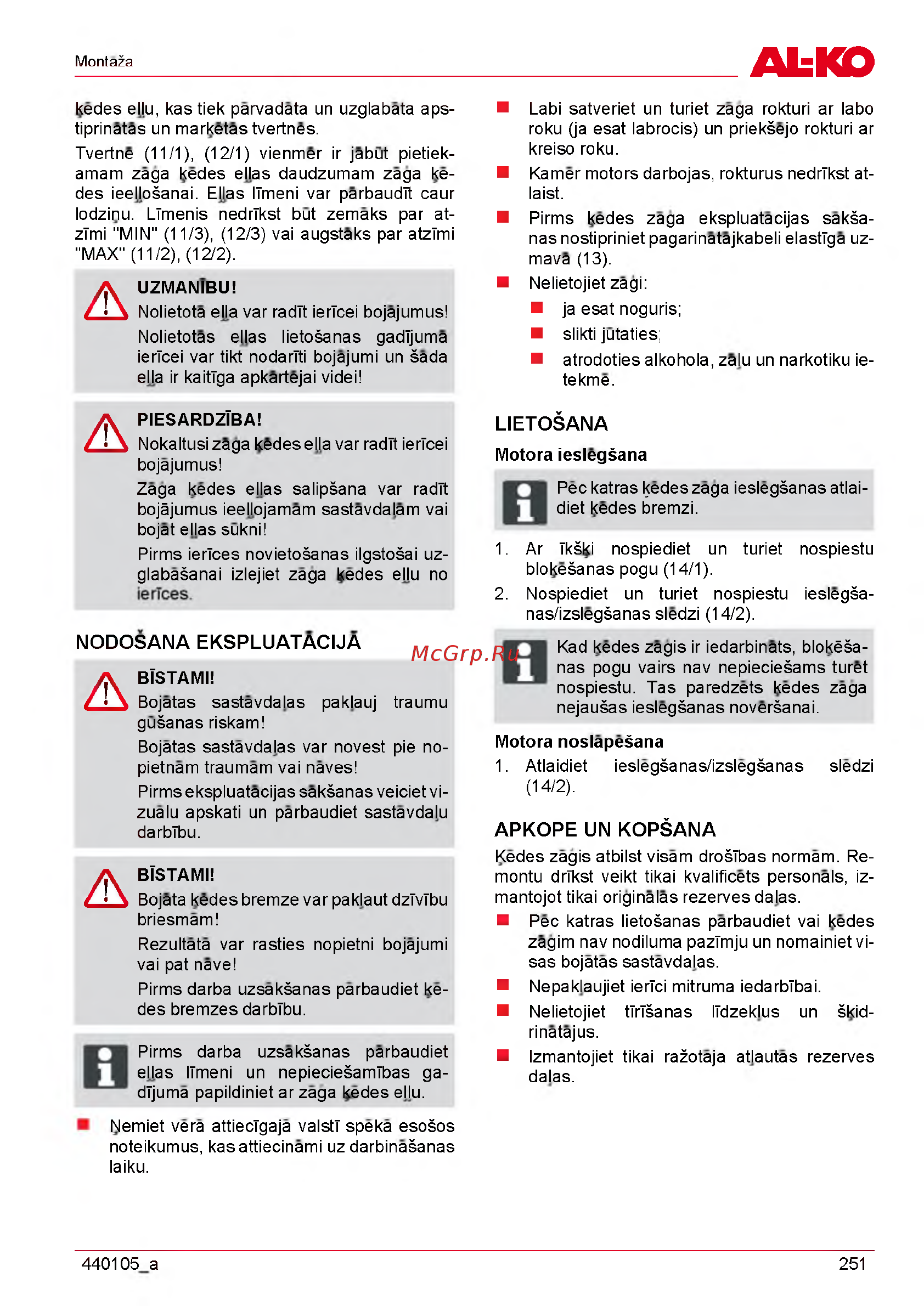 Al-Ko EKI 2200/40 112809 [251/312] A pko pe un k o p šan a