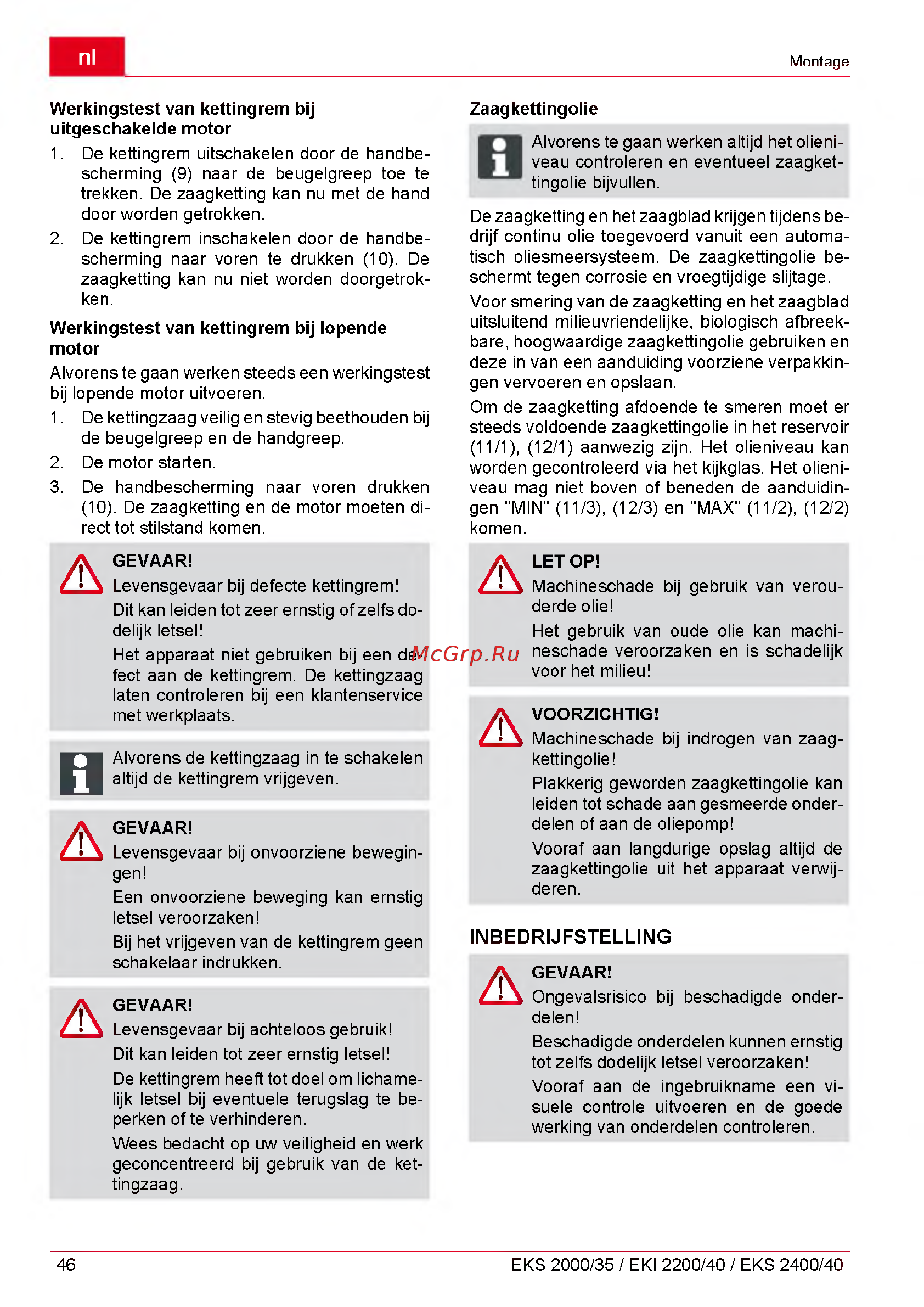 Al-Ko EKI 2200/40 112809 [46/312] Inbedrijfstelling