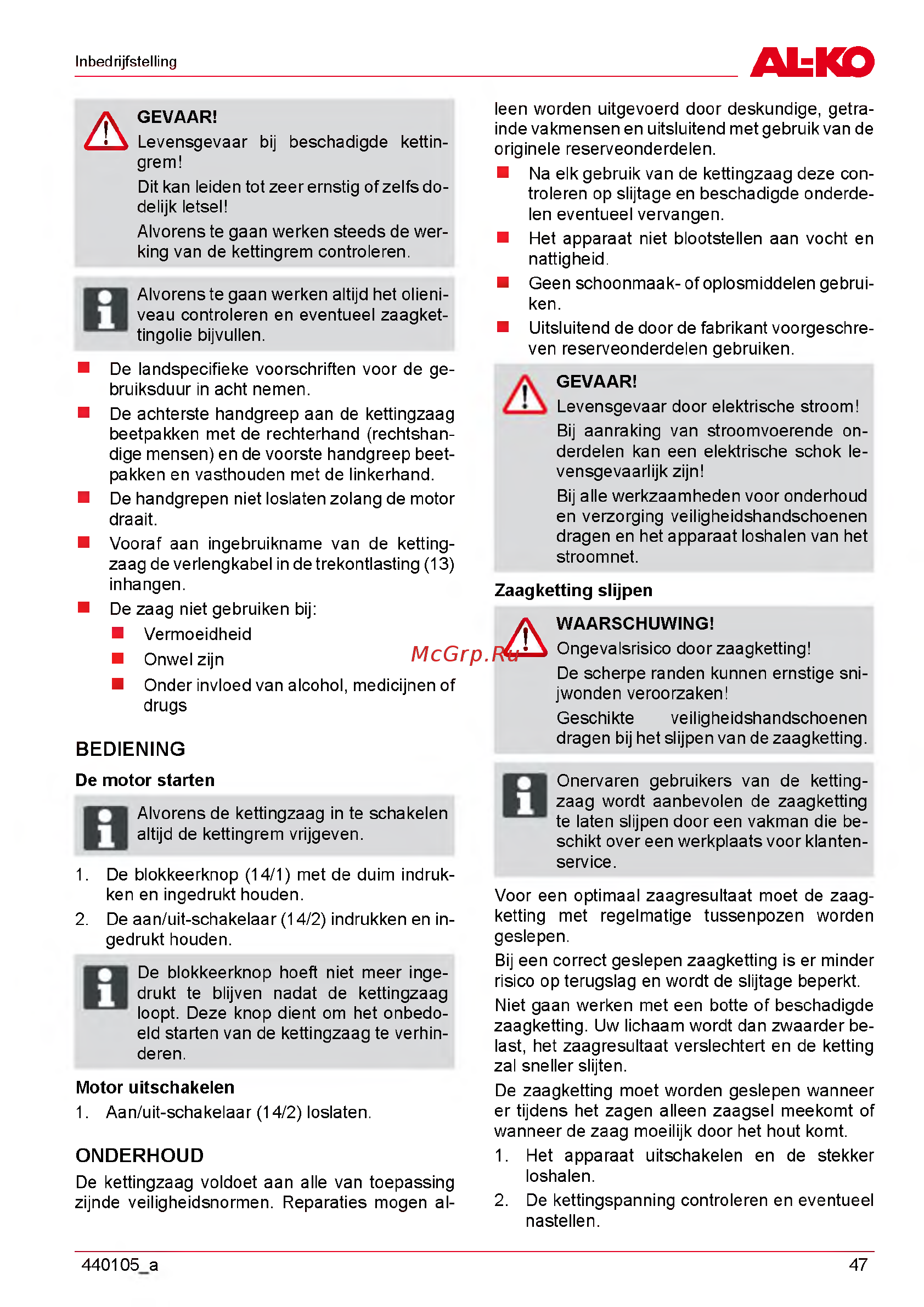 Al-Ko EKI 2200/40 112809 [47/312] Bediening