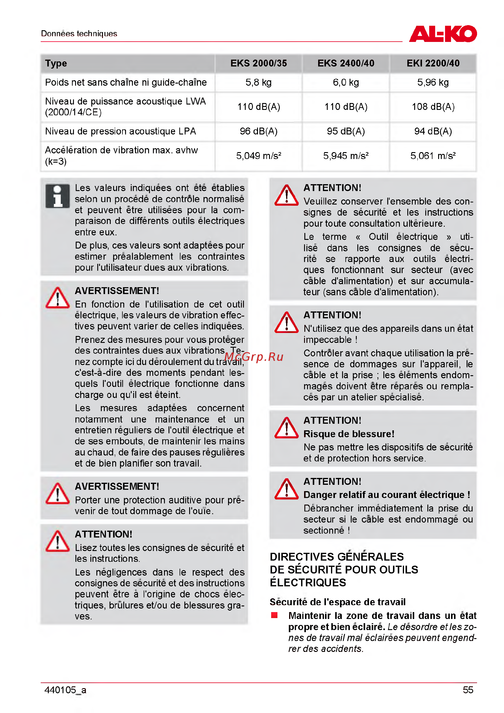 Al-Ko EKI 220040 [55/312] E pour outils