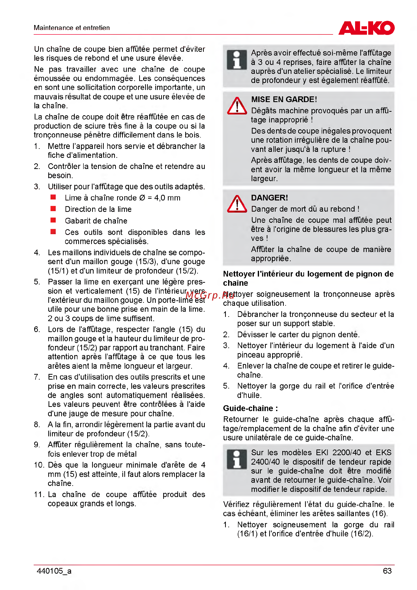 Al-Ko EKS 2000/35 Инструкция по эксплуатации онлайн [63/312] 93446