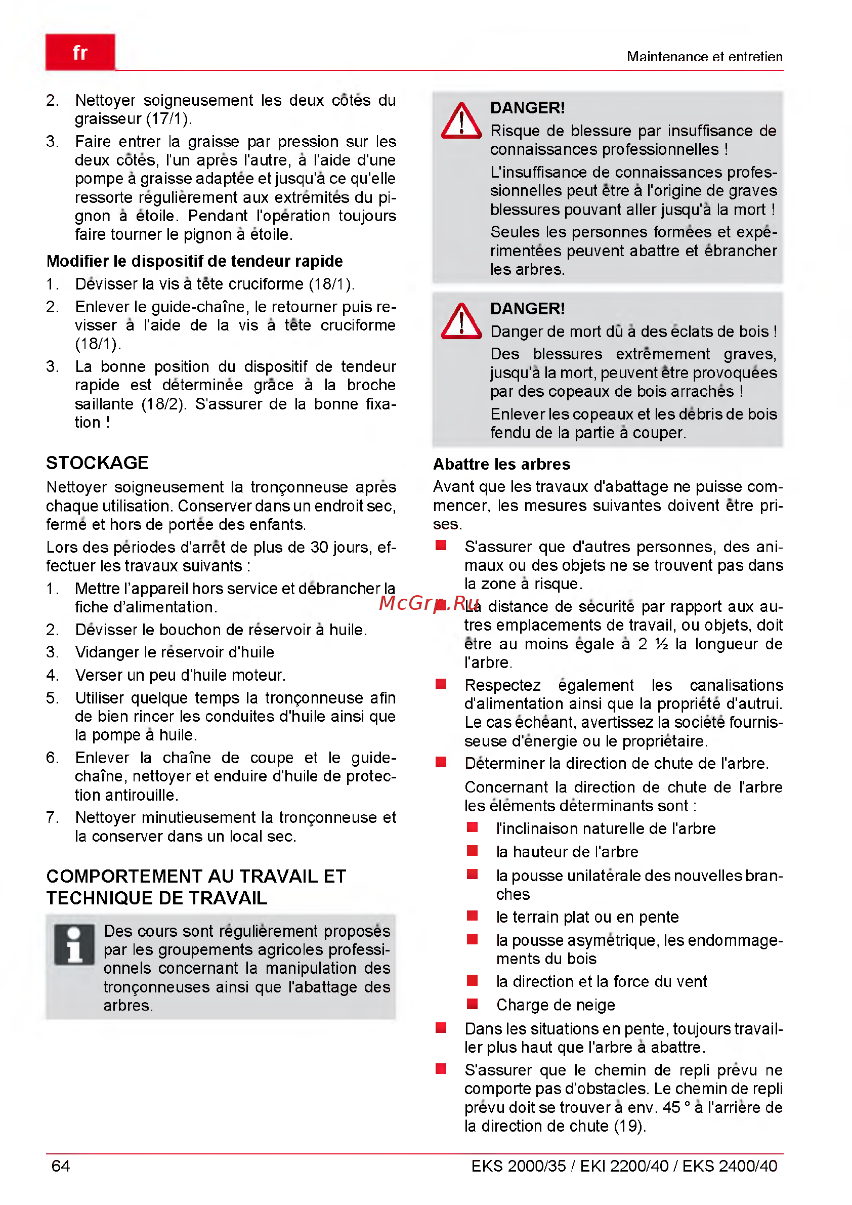 Al-Ko EKI 2200/40 112809 [64/312] Comportement au travail et technique de travail
