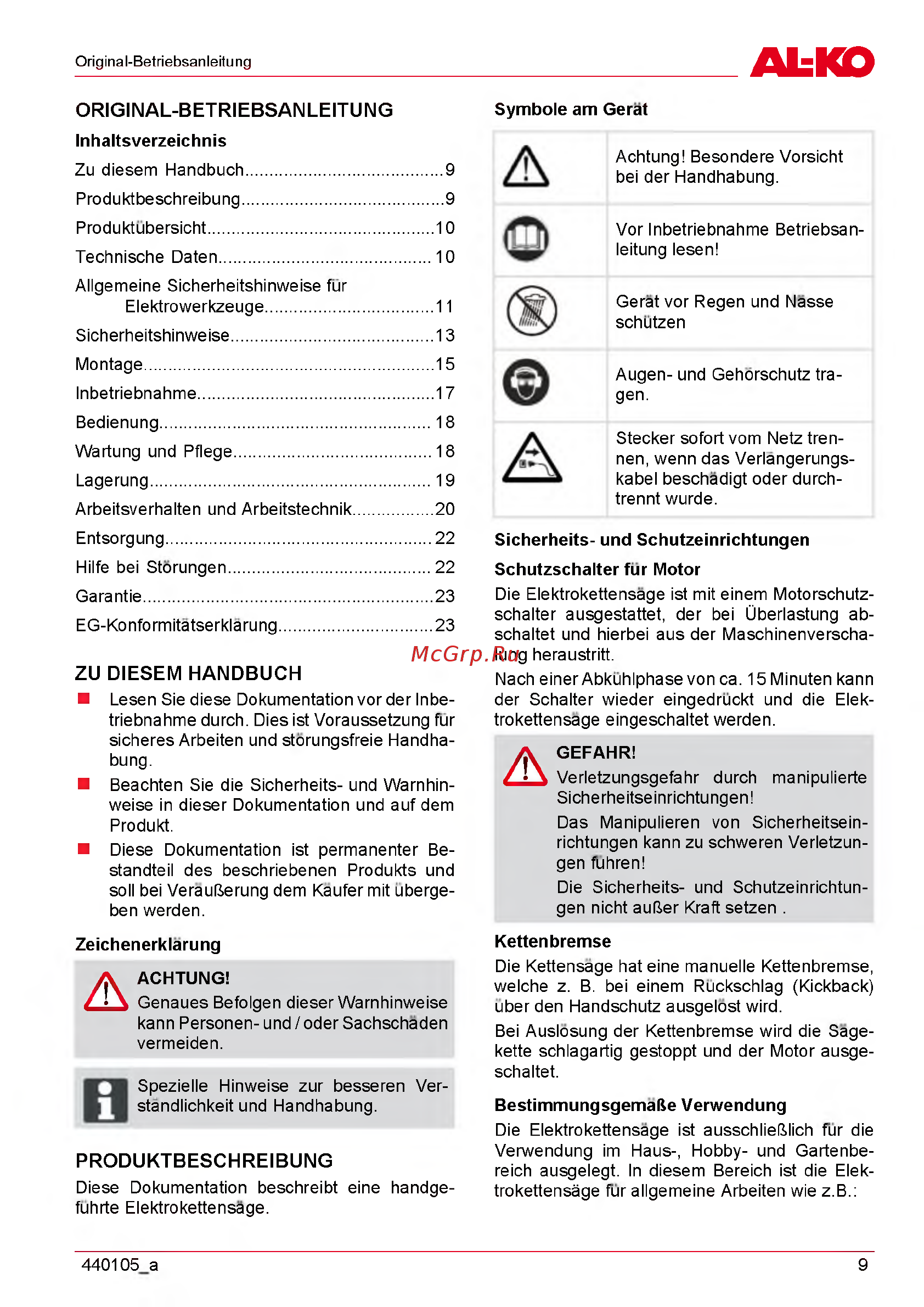 Al-Ko EKS 240040 [9/312] Original betriebsanleitung
