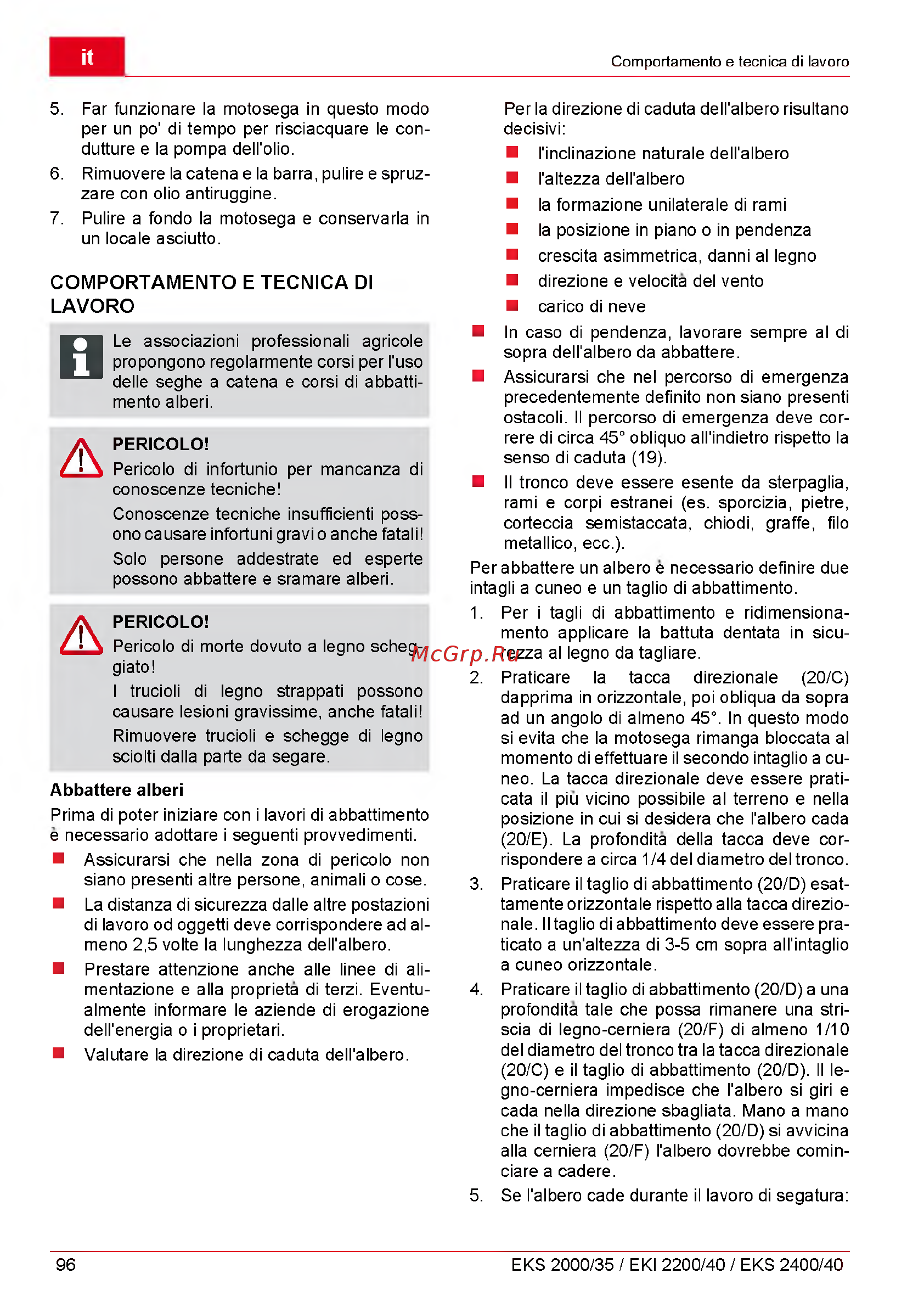Al-Ko EKI 2200/40 112809 [96/312] Comportamento e tecnica di lavoro