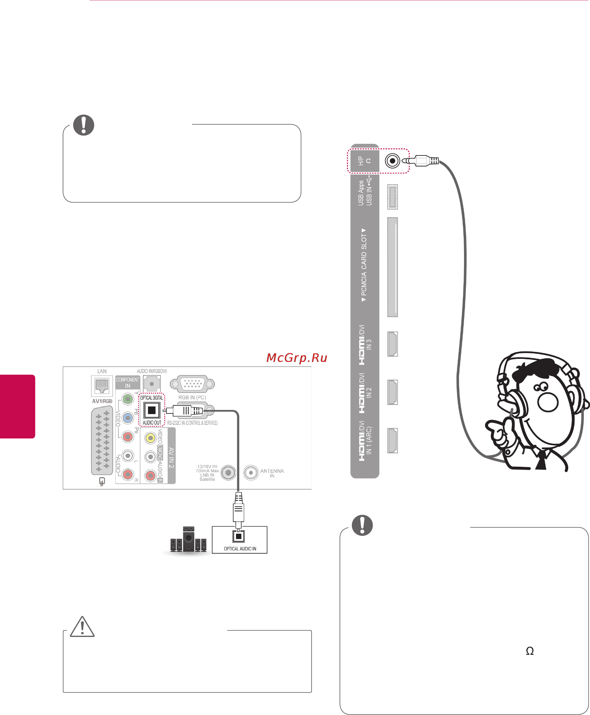 LG SMART TV 60PZ750S [122/155] Подключение аудиосистемы