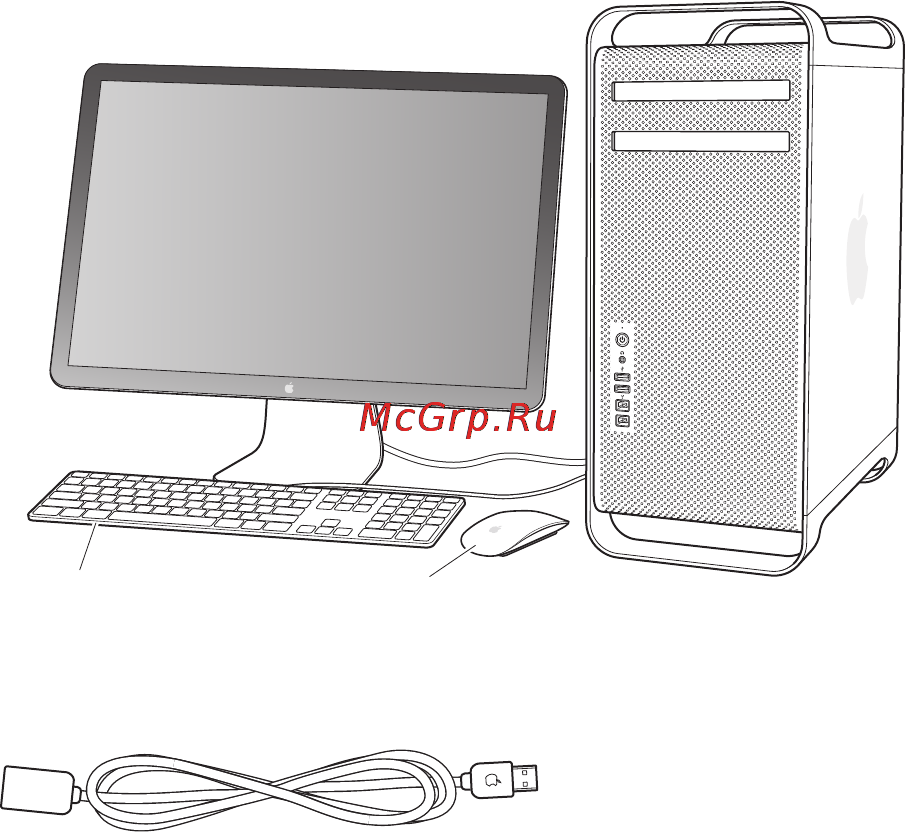 Apple Mac Pro ME253RU/A [14/129] Еслидлинакабеляклавиатурынедостаточна используйтеудлинителькабеля входящийвкомплектmacpro