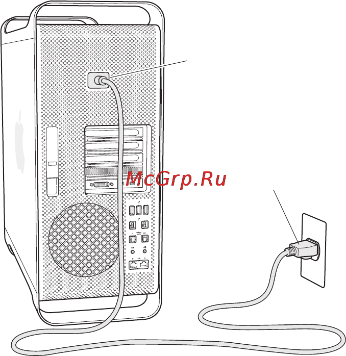 Apple Mac Pro MD878RU/A [10/129] Шаг 2 подсоедините кабель питания вставьтекабельпитаниядоупоравутопленныйразъем предназначенныйдля подключениякабеляпитания натыльнойсторонеmacpro подсоединитедругой к...