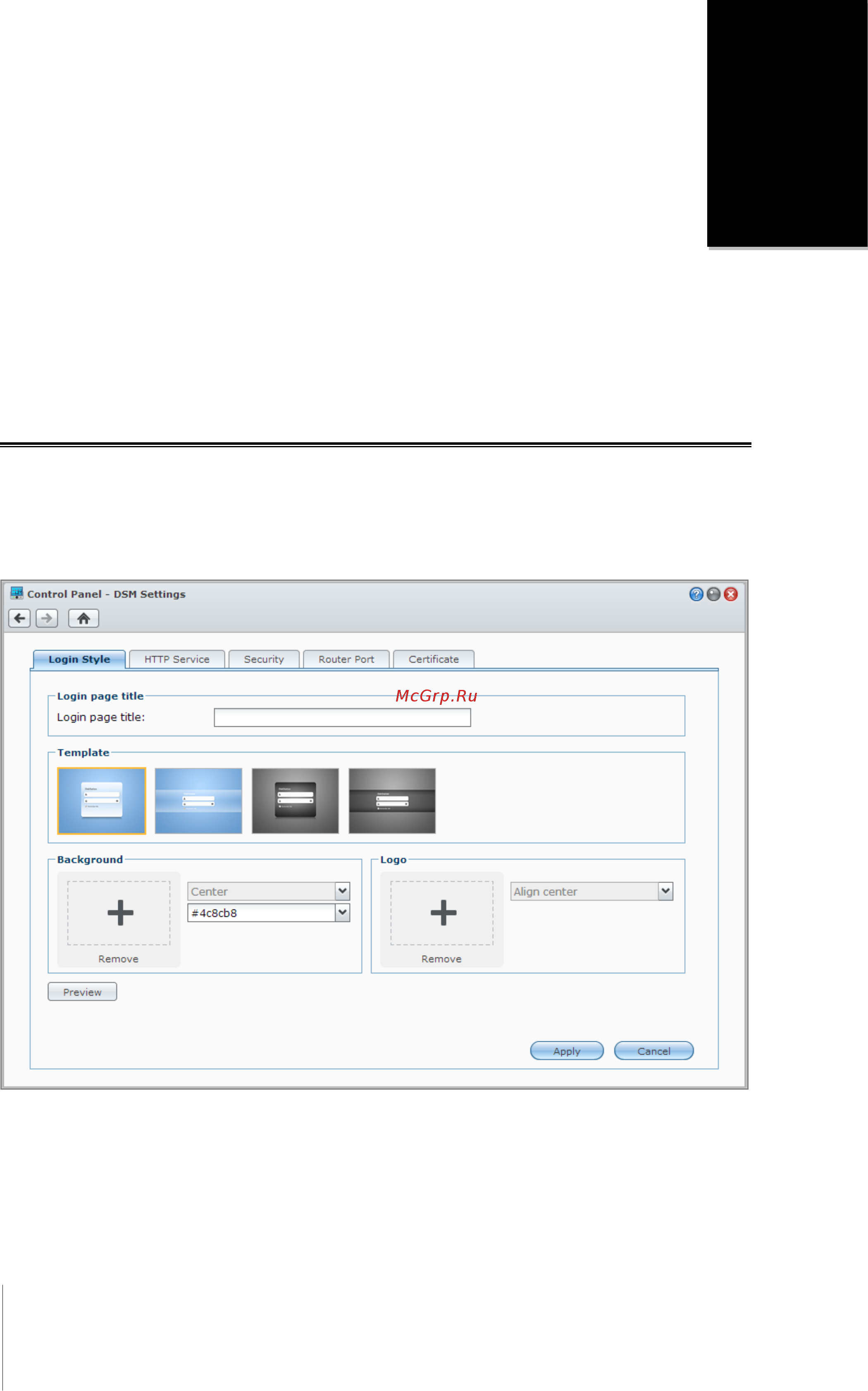 Synology DS413 [16/126] Стиль входа