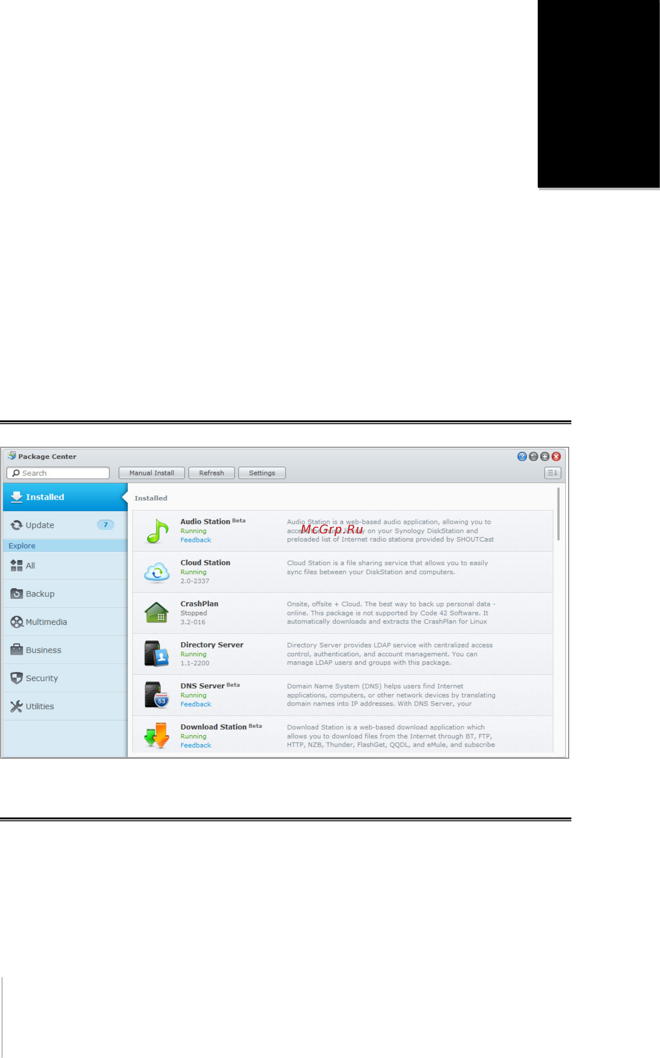 Synology DS413 [80/126] Доступ к различным приложениям с помощью центра пакетов