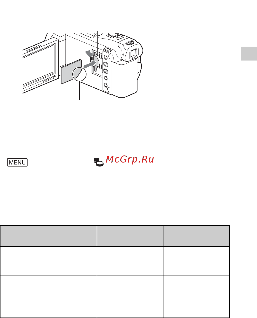 Sony HDRPJ810 [11/36] Установка карты памяти