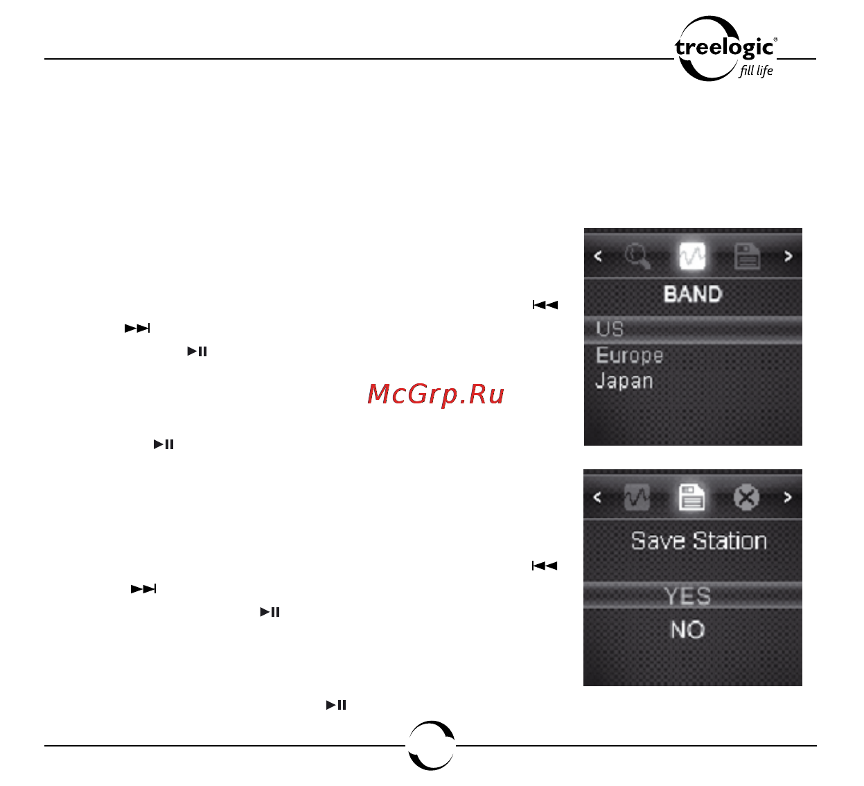 Treelogic TL-37X [62/90] Выбор fm диапазона