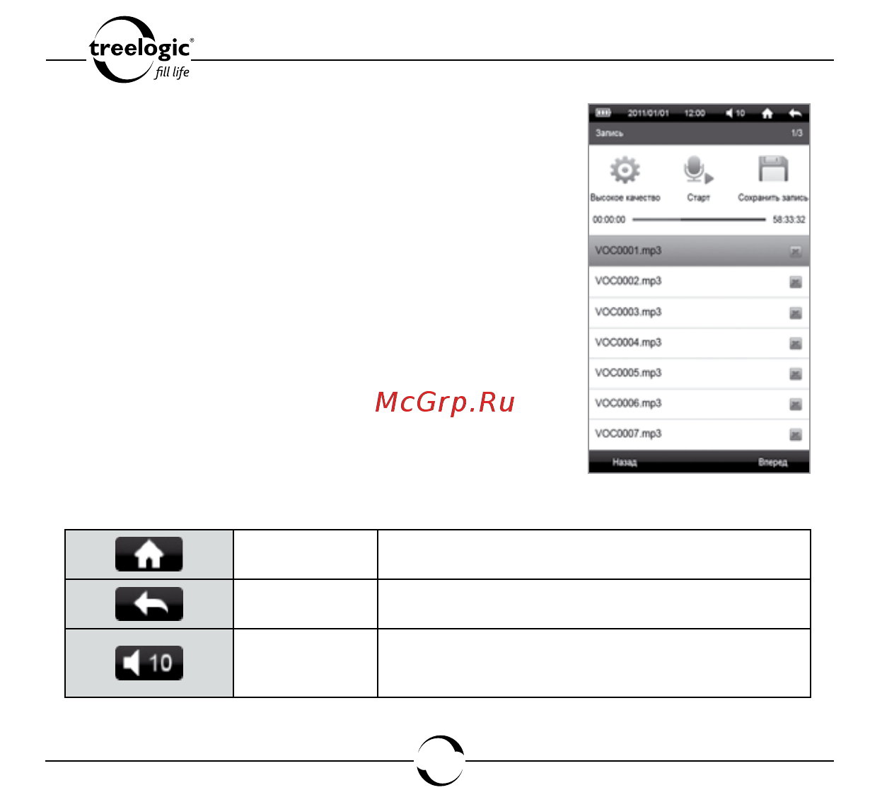 Treelogic ARCUS 704 TOUCH [109/150] Запись