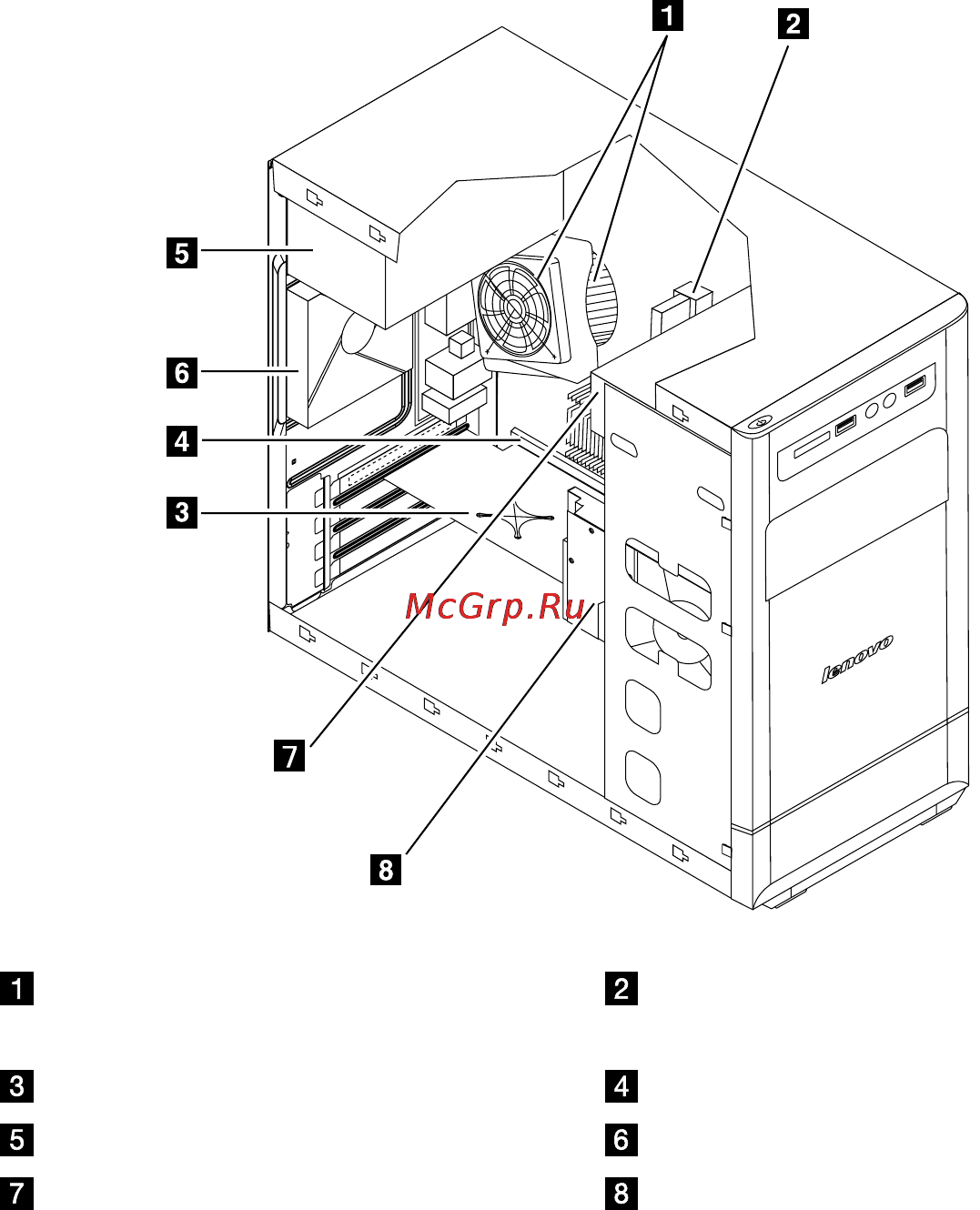 Lenovo H530 MT /57324159/ [42/63] Расположение компонентов