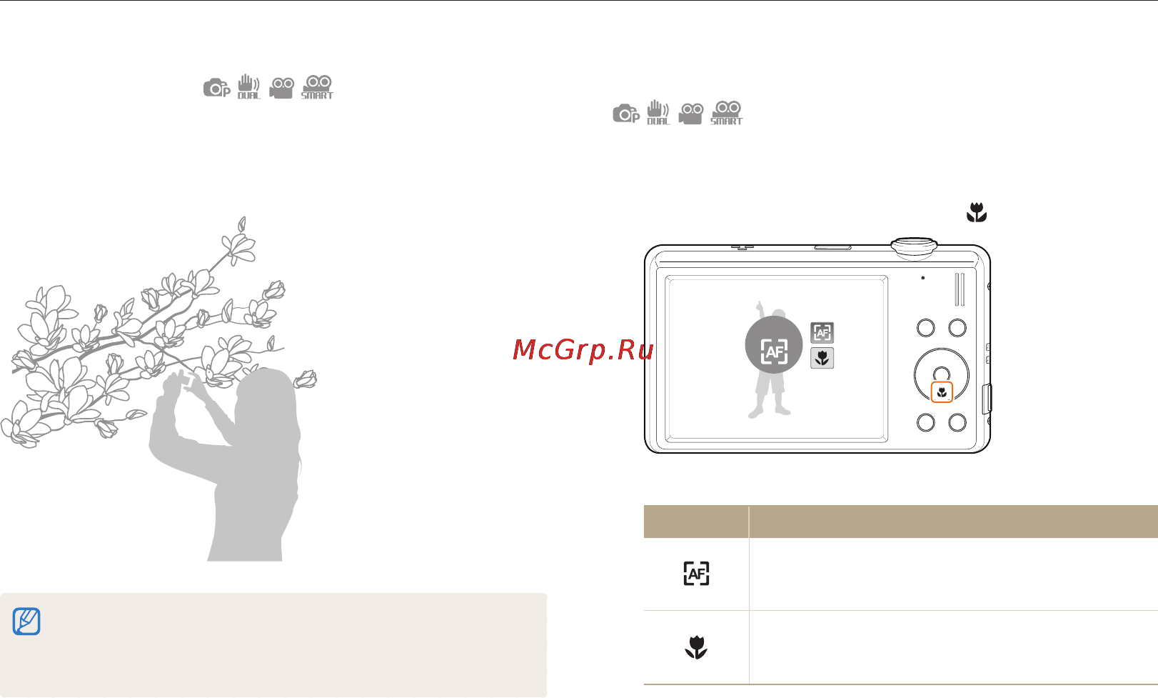 Samsung ST94 [47/116] Выбор режимов фокусировки