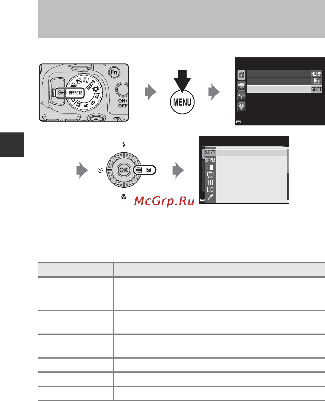 Nikon Coolpix P600 Red [70/160] Чтобы открыть меню специальных эффектов и выберите эффект с помощью мультиселектора
