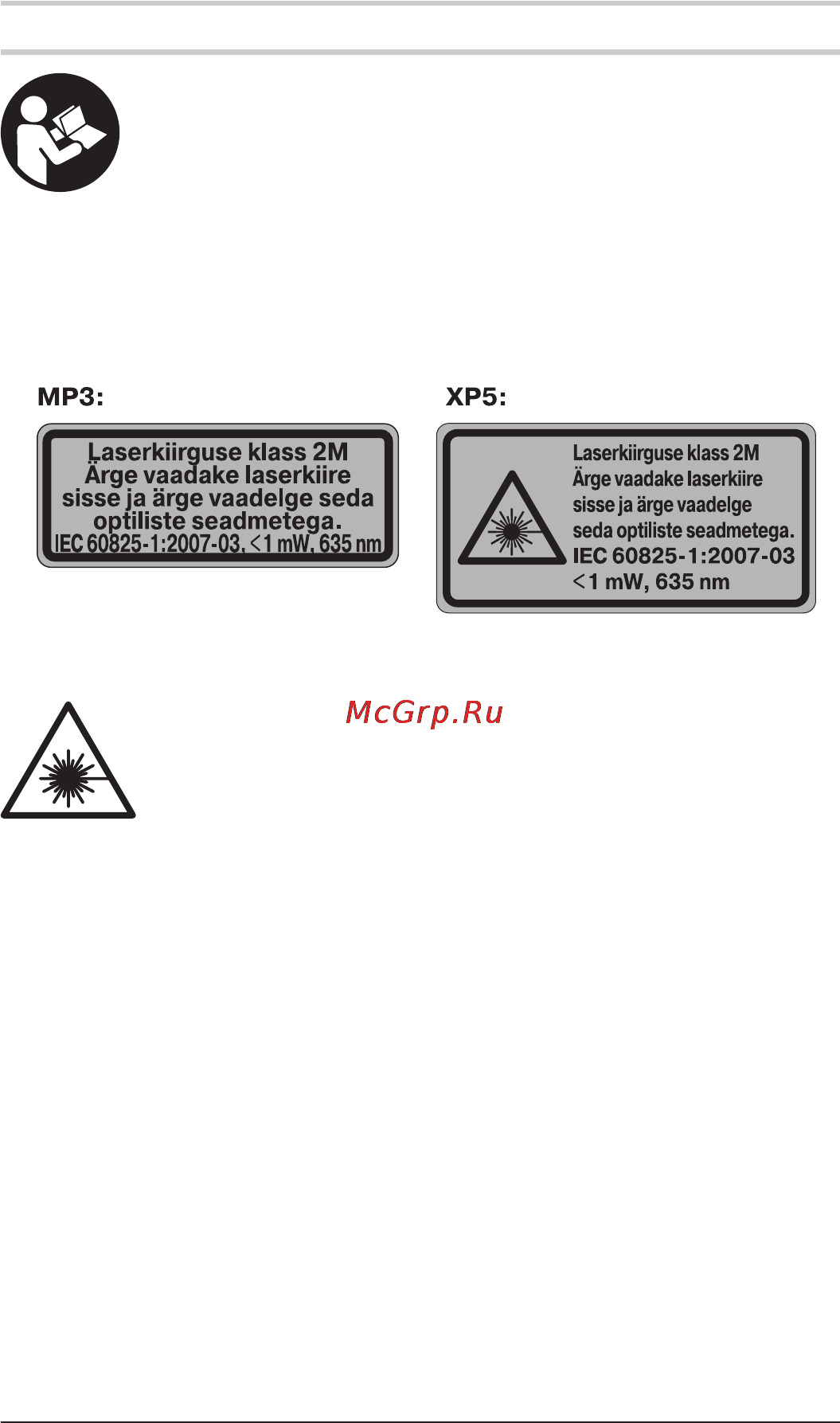 Cst/berger XP5 [294/329] Ohutusnõuded