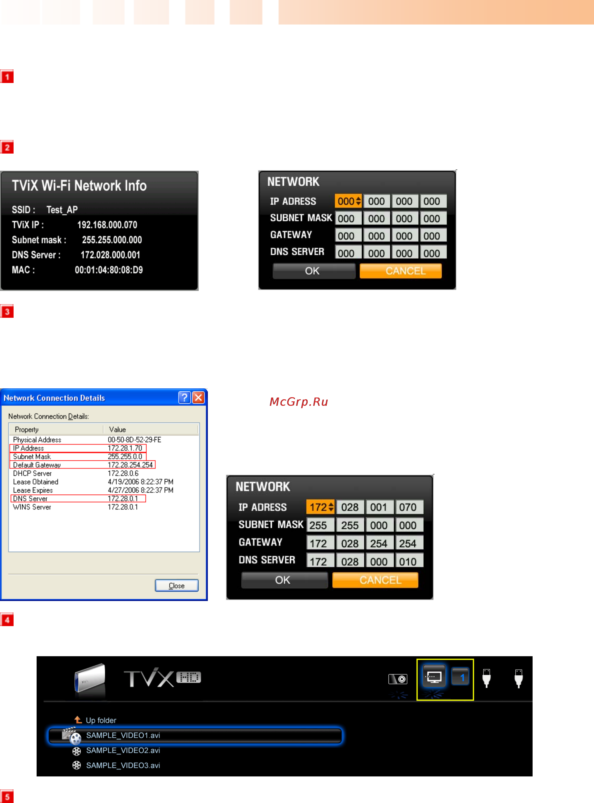Dvico TVIX PVR R-2230 [55/68] Setting static ip network configurations in tvix