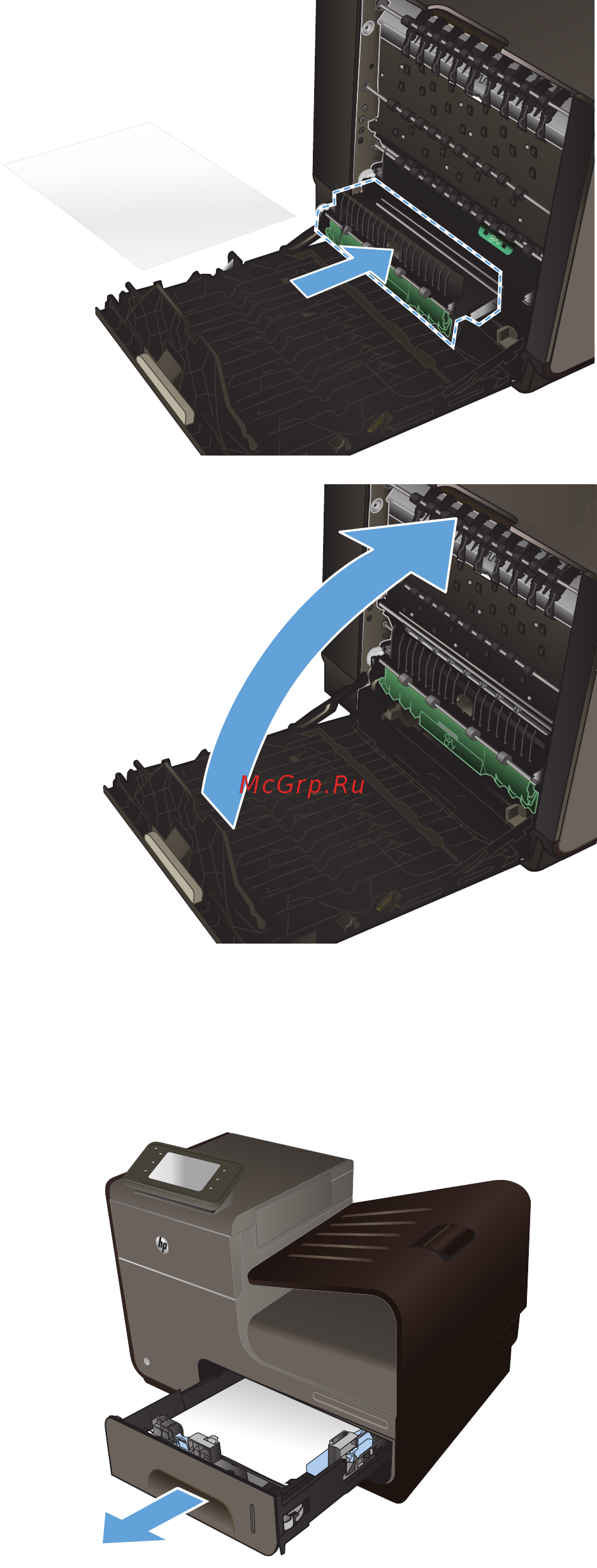 HP Officejet Pro X451dw Printer [162/252] Устранение замятий в лотке 2