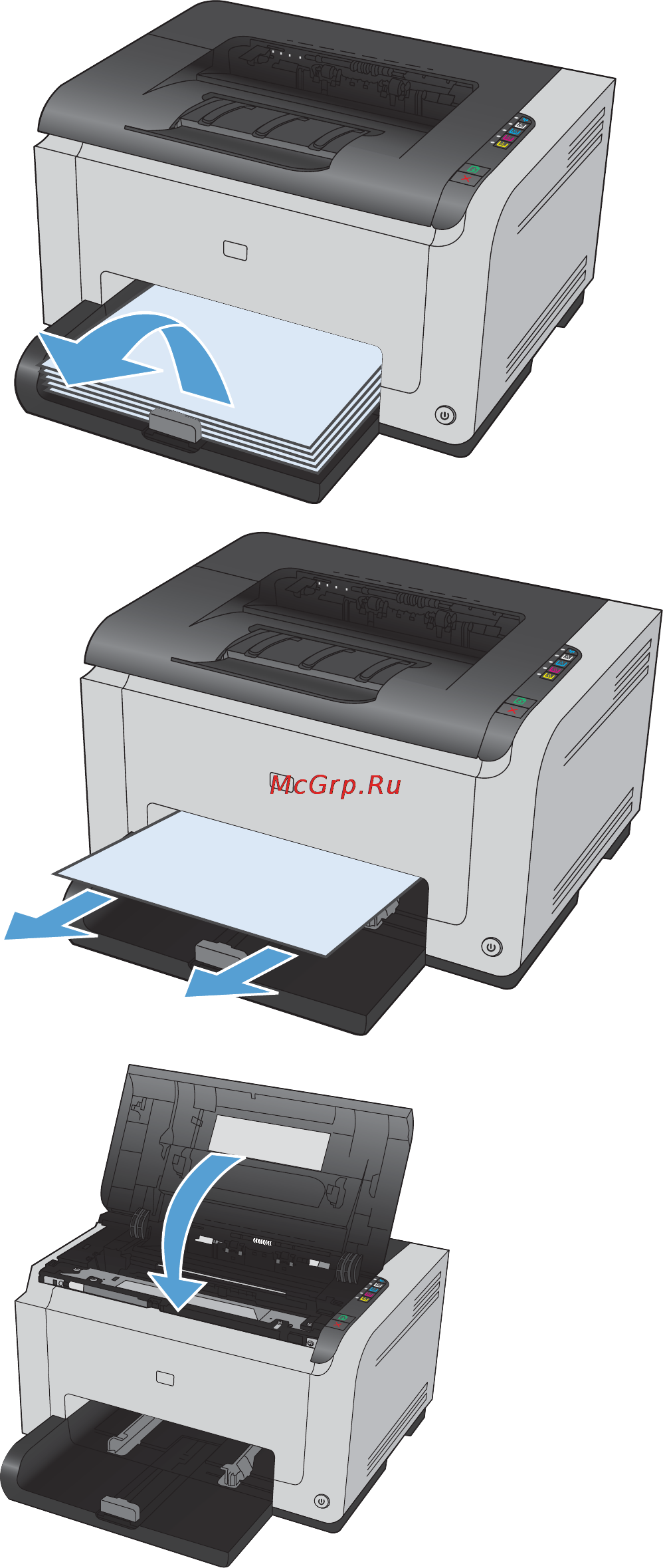 HP LaserJet Pro CP1025nw [134/198] Устранение замятий в подающем лотке