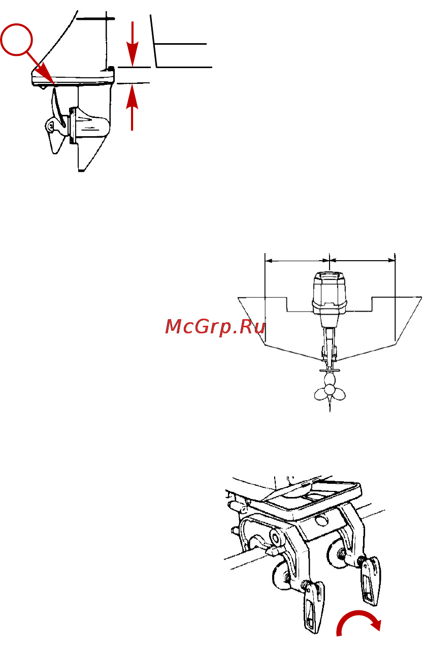 Mercury Marine ME 3.3 ML [24/58] Требуемая высота транца лодки