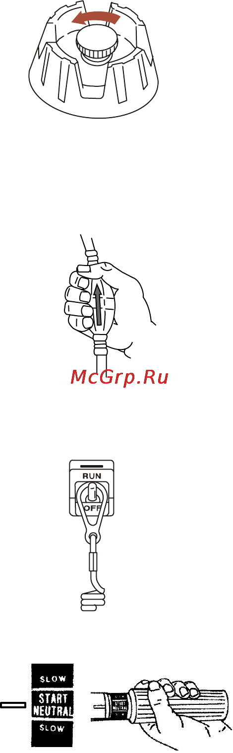 Mercury Marine ME F 9.9 M [63/110] Запуск двигателя модели с рукояткой румпеля