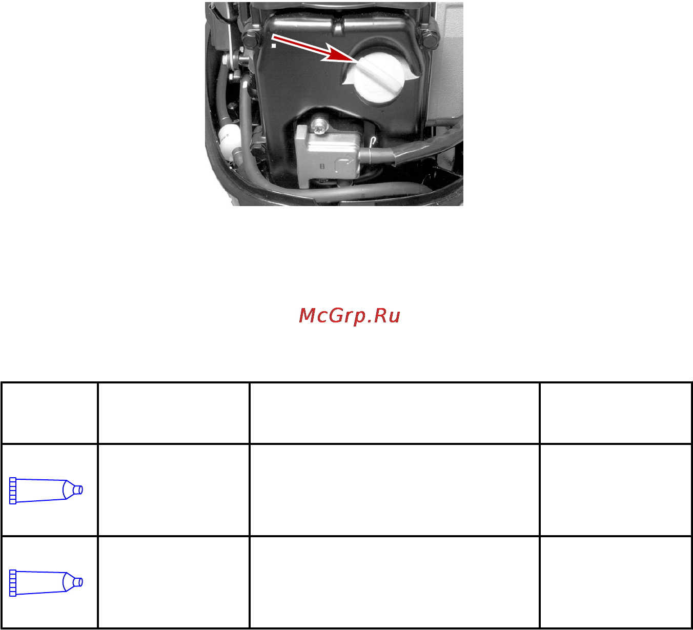 Mercury Marine ME F 9.9 M [83/110] Места для смазывания
