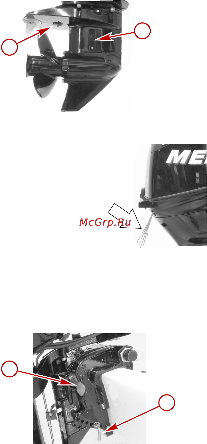 Mercury Marine ME F 15 E [52/115] Характеристики и работа моделей с ручным наклоном