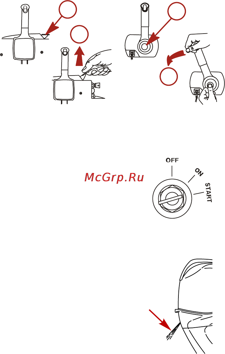 Mercury Marine ME F 40 E EFI [62/118] Запуск двигателя модели с рукояткой румпеля