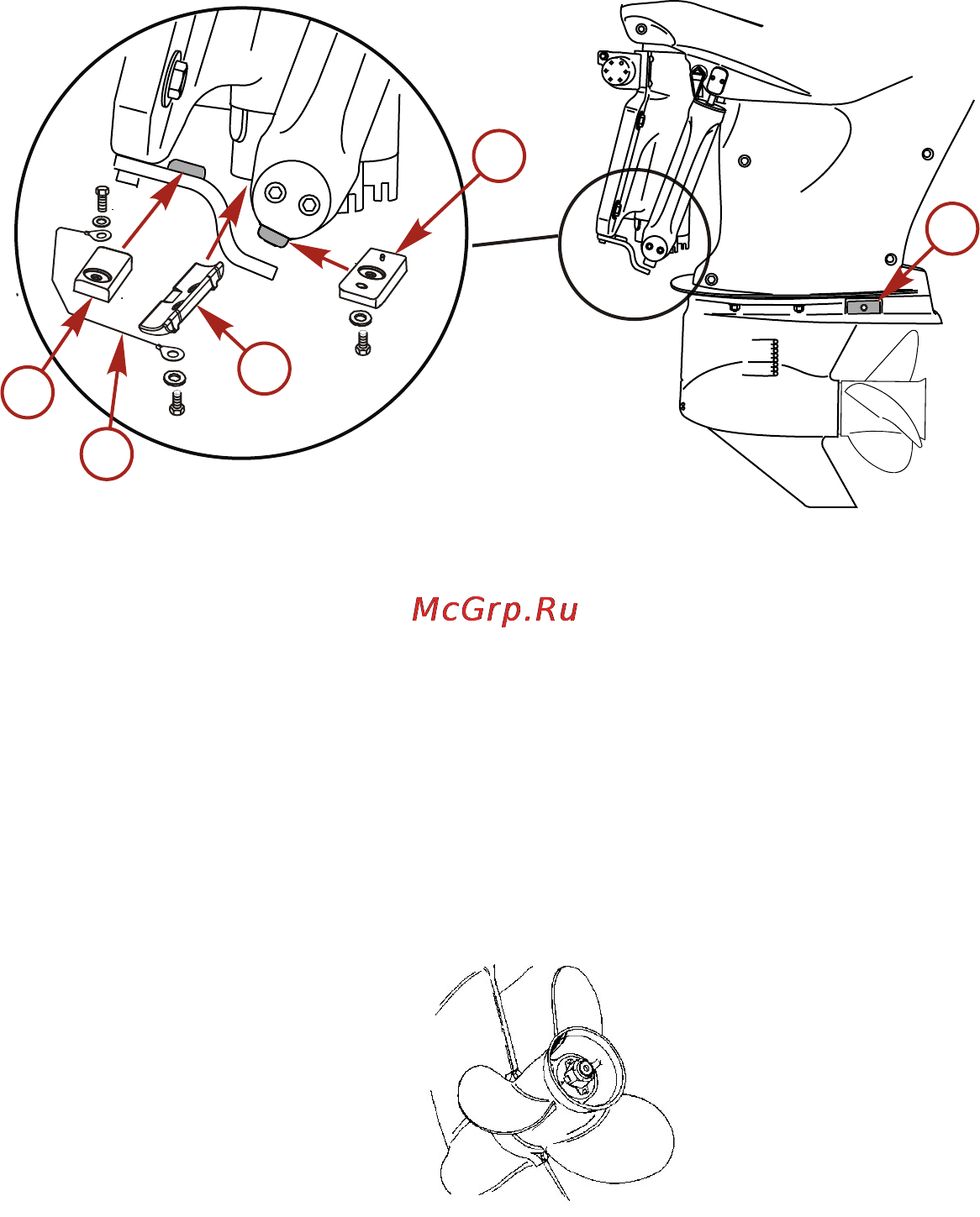 Mercury Marine ME F 300 CXL Verado [97/118] Антикоррозийные аноды