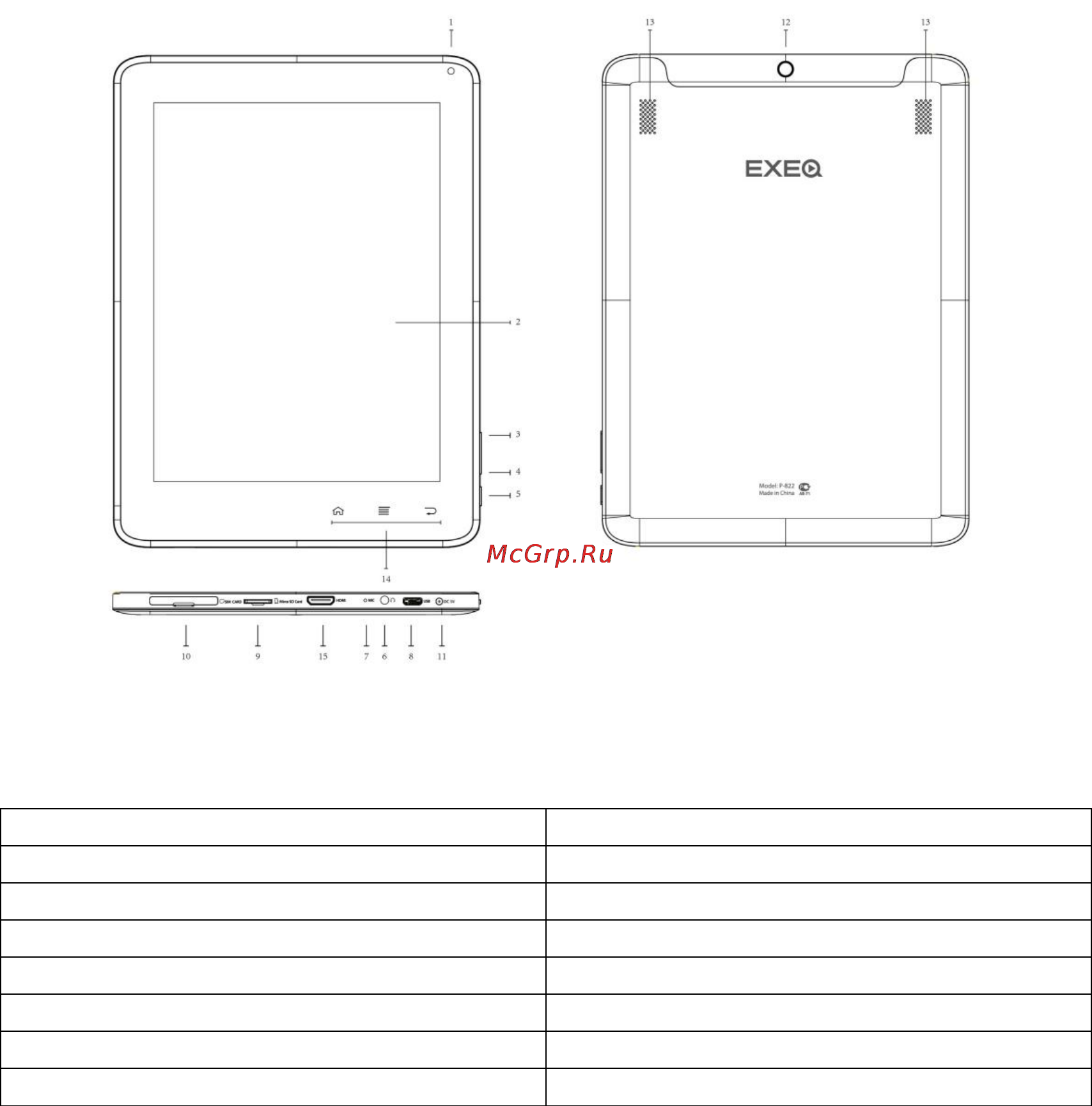 Exeq P-822 [2/6] Зарядка планшета