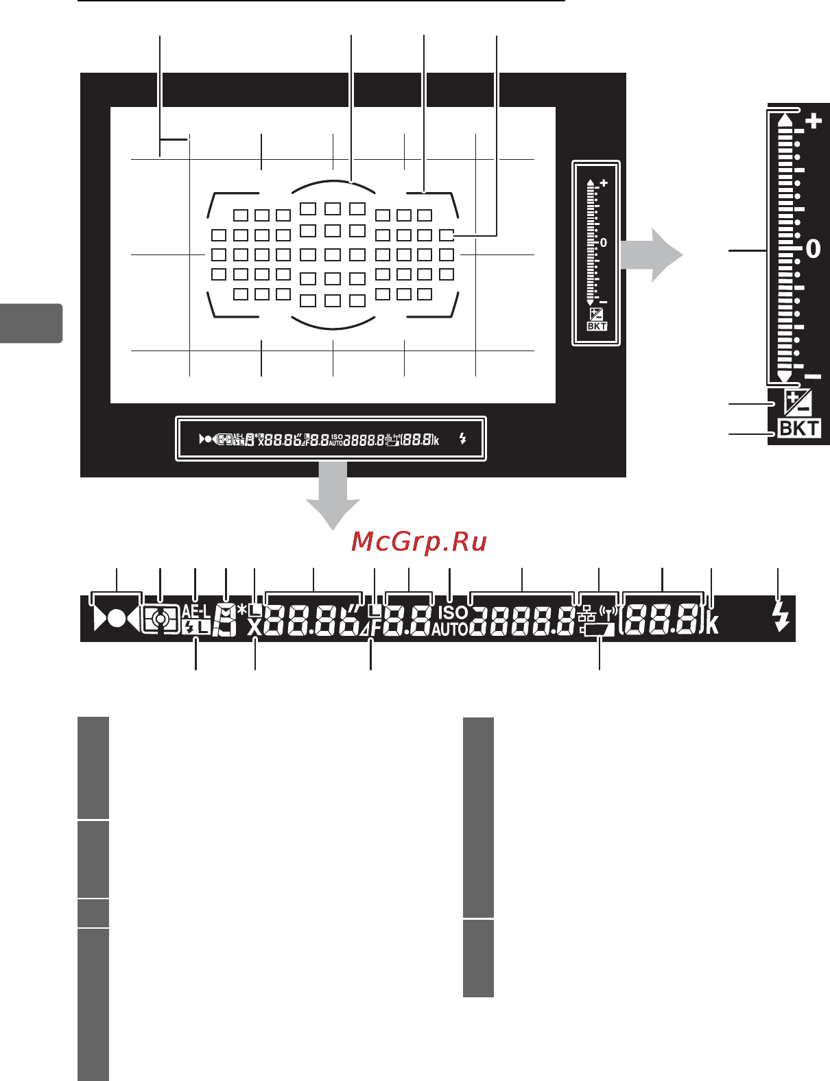 Nikon D4S Body Black [32/500] Индикация в видоискателе