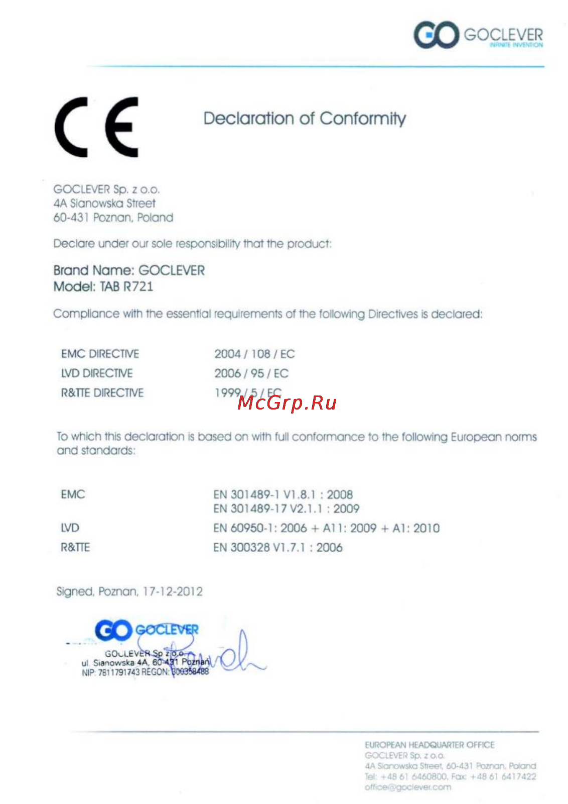Goclever TERRA 70 Инструкция по эксплуатации онлайн [50/50] 95301