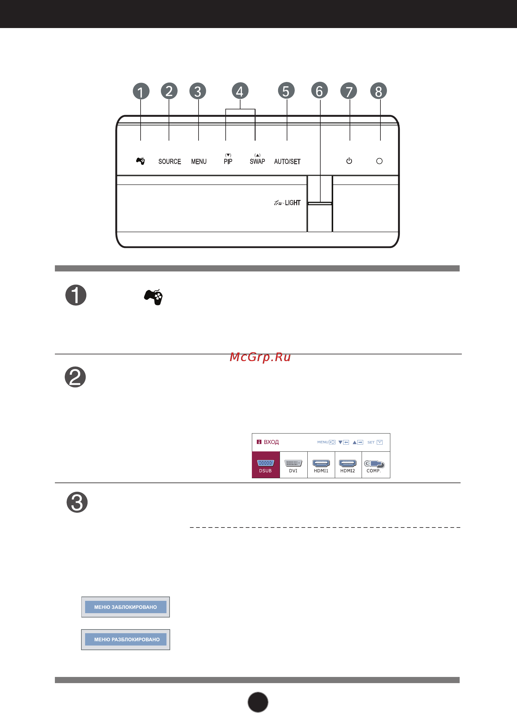 LG W2363V-WF [11/31] Функции панели управления