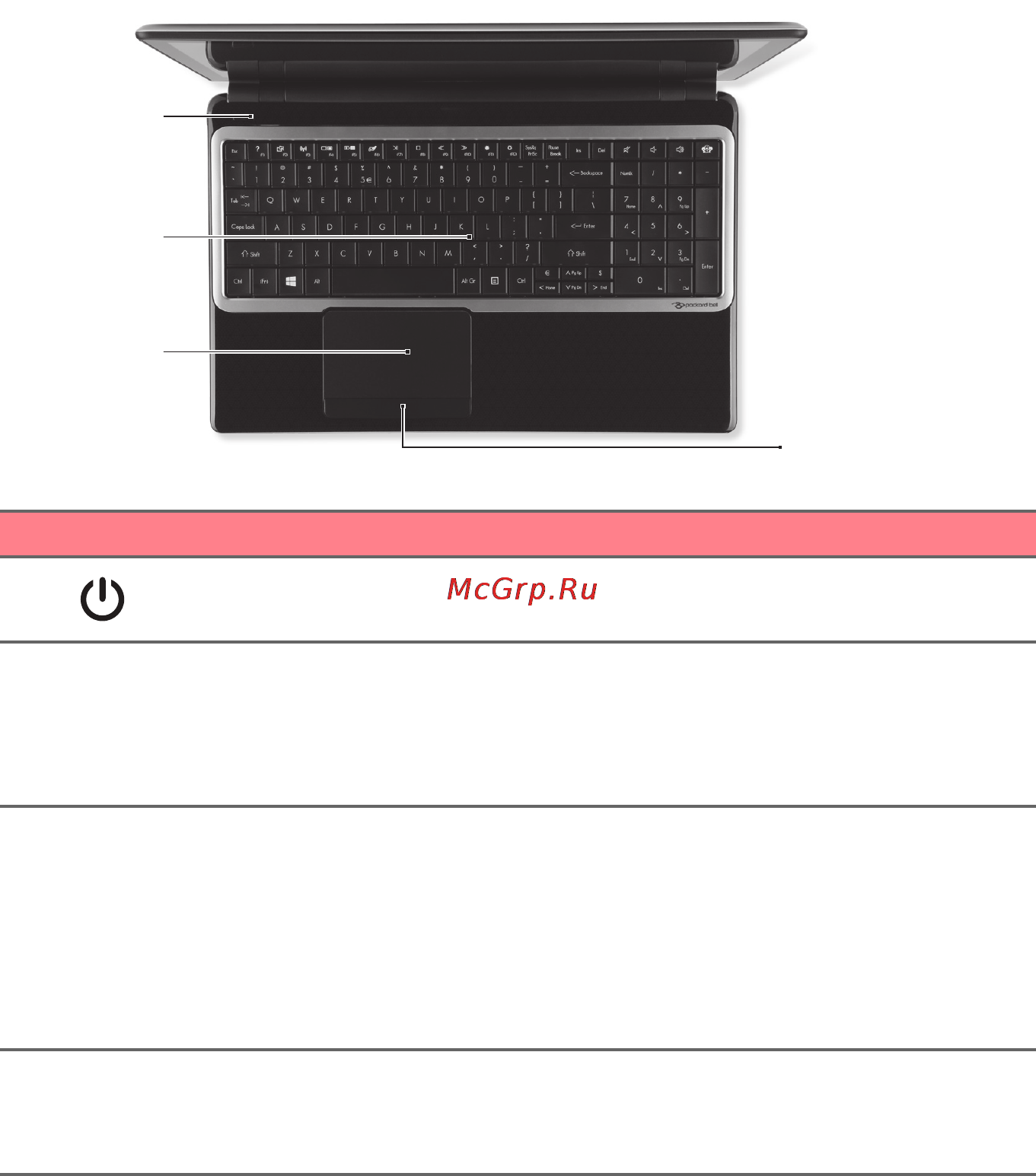 Packard Bell TE69CX-21172G50Mnsk [10/96] Вид сверху клавиатура