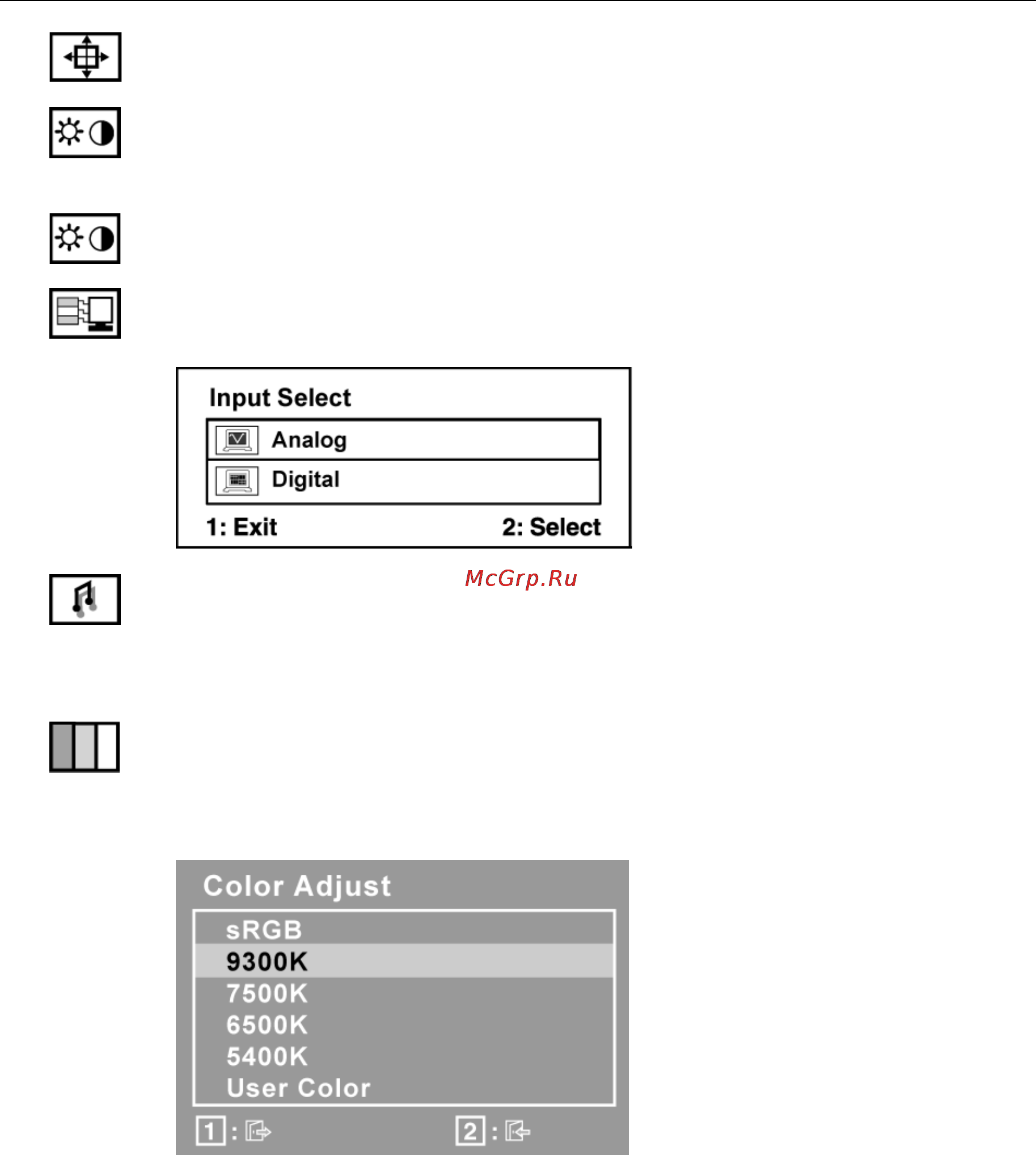 Viewsonic VX1945WM [14/28] Main menu controls
