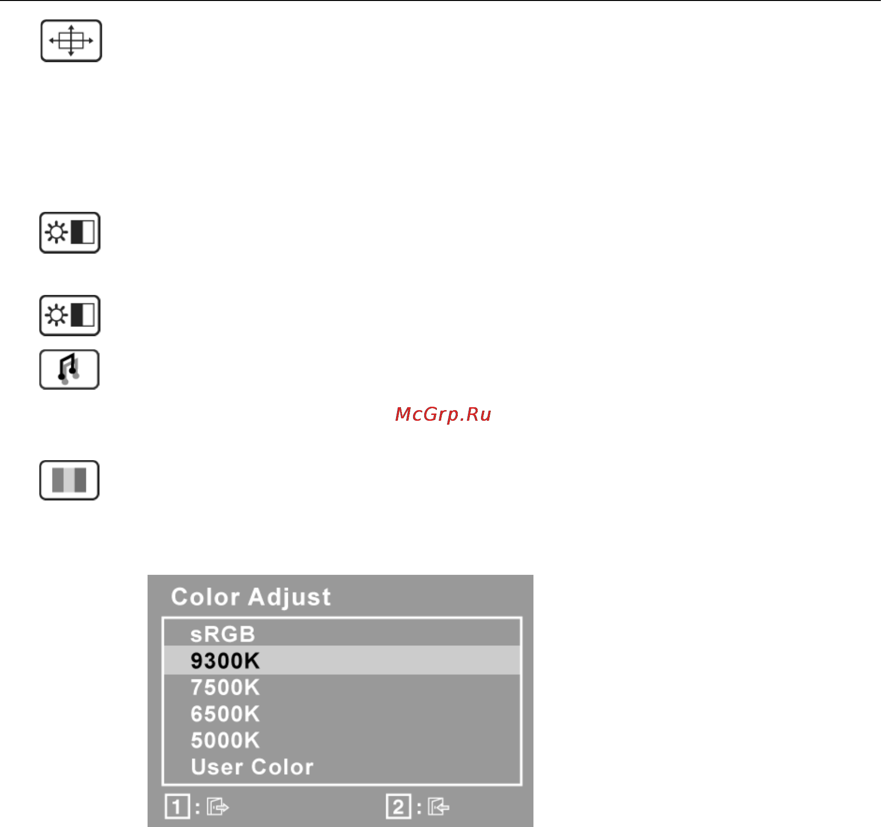 Viewsonic VG2427WM [15/26] Main menu controls