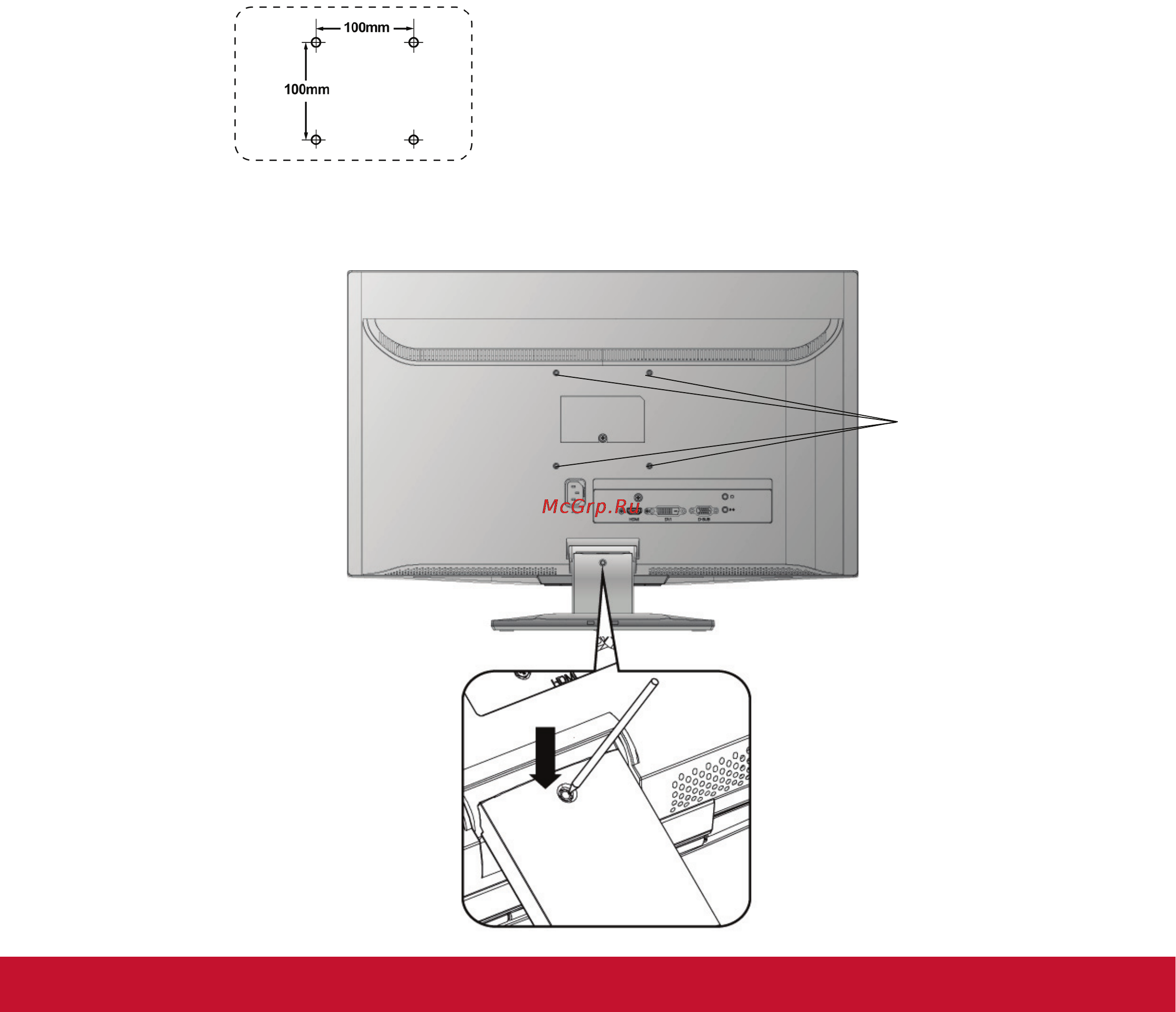 Viewsonic V3D231 [9/24] Установка арматуры для настенного монтажа в комплект поставки не входит