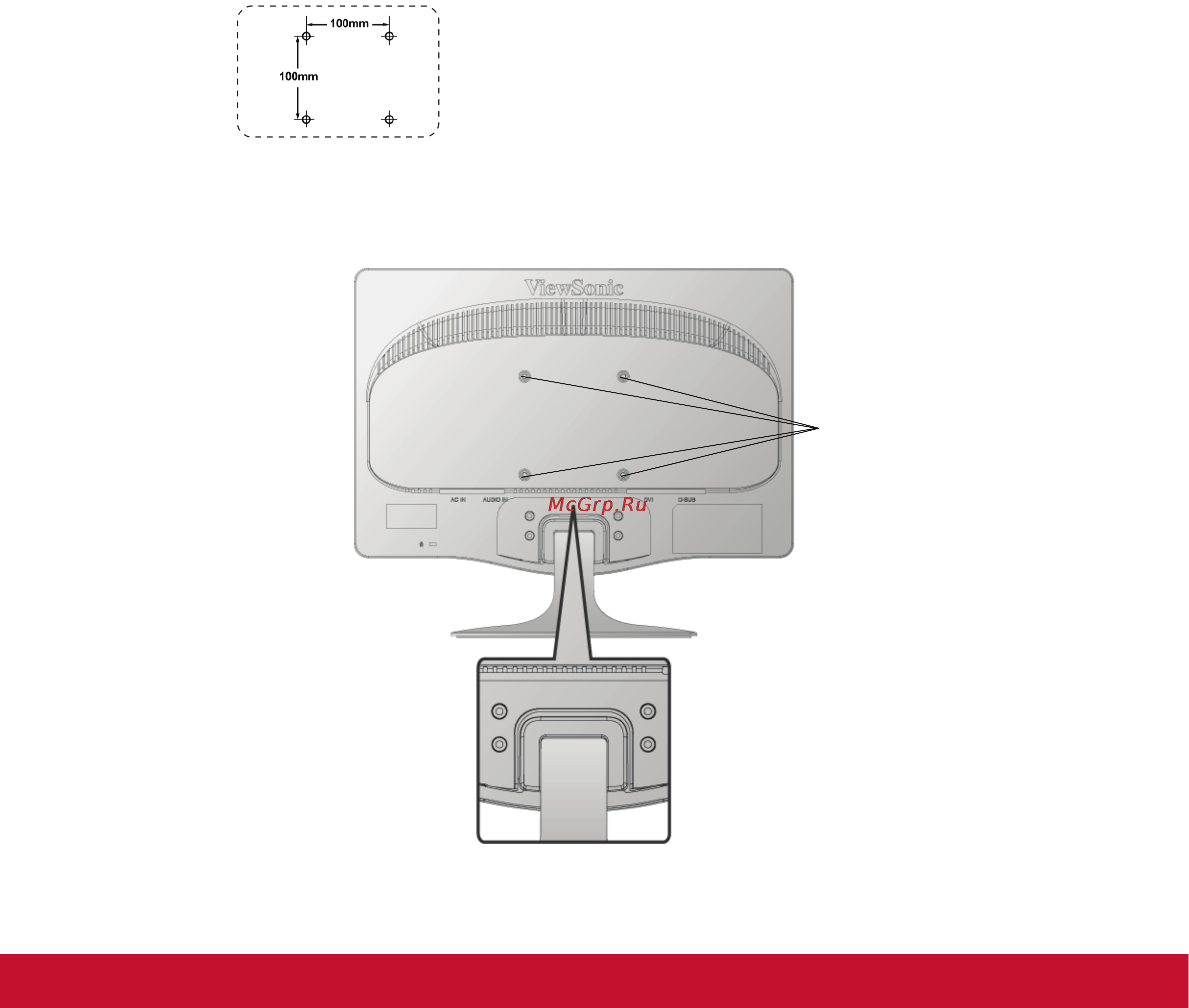 Viewsonic VA2232W-LED [10/26] Установка арматуры для настенного монтажа в комплект поставки не входит