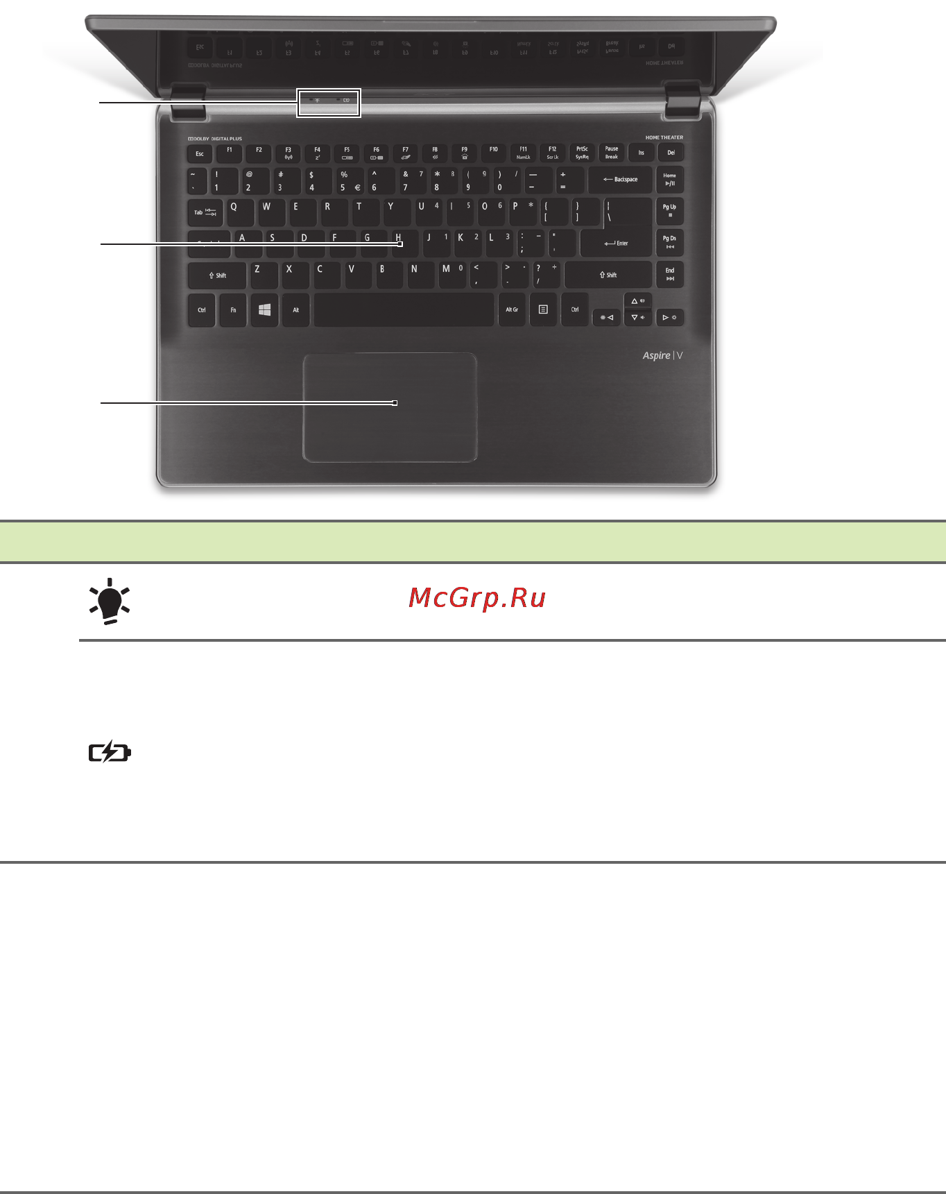 Acer Aspire V7-482PG-74508G1.02Ttii (NX.MB5ER.006) [10/104] Вид клавиатуры