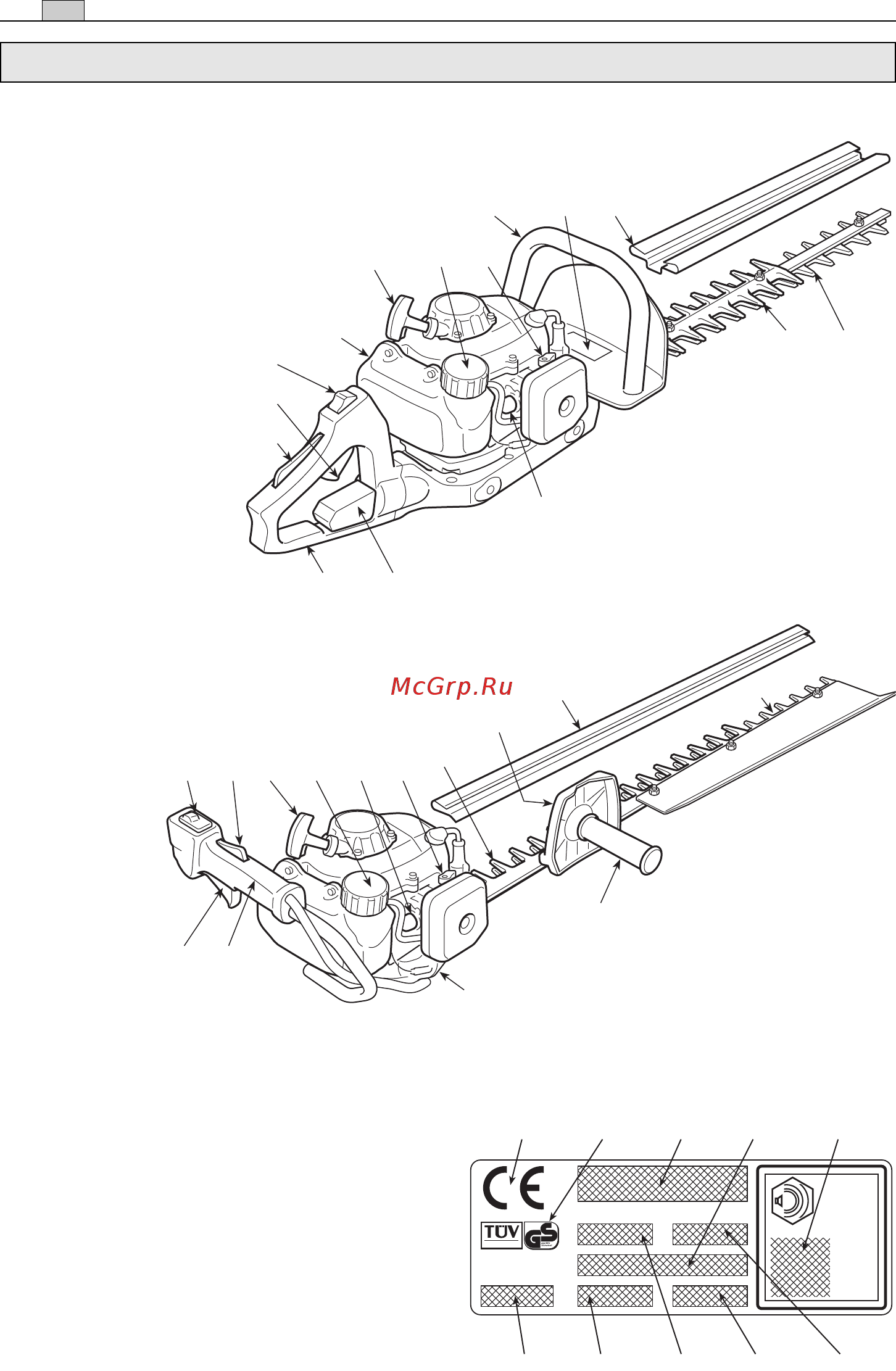 Stiga SHM 180 [2/12] Идентификация основных частей